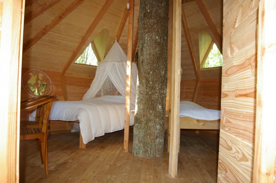 Cabane des Écureuils : une immersion dans les arbres à Magné — vue intérieure