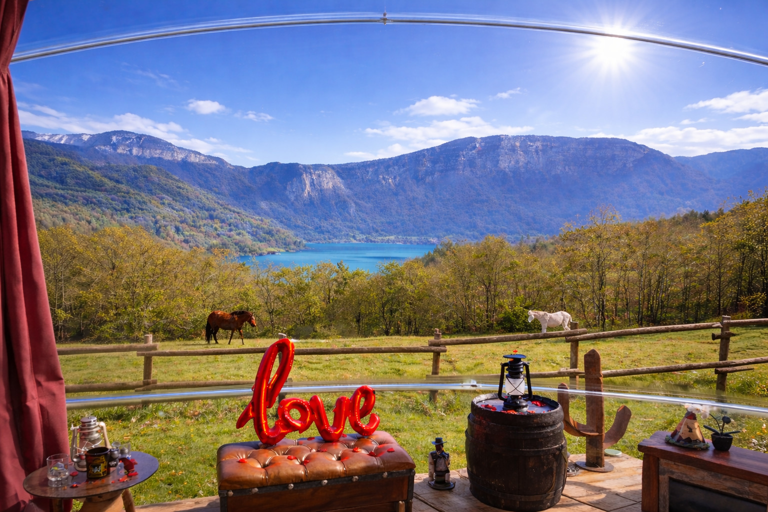 Bulle Texas — Luxe & SPA avec vue sur le Lac Aiguebelette à Aiguebelette-le-Lac — espace de vie