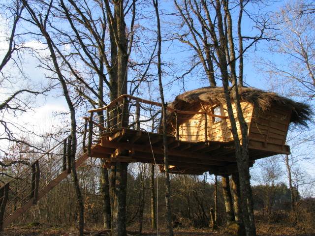 La Chamberloute : une cabane dans les arbres au cœur de la nature à Vouzon — vue depuis la terrasse