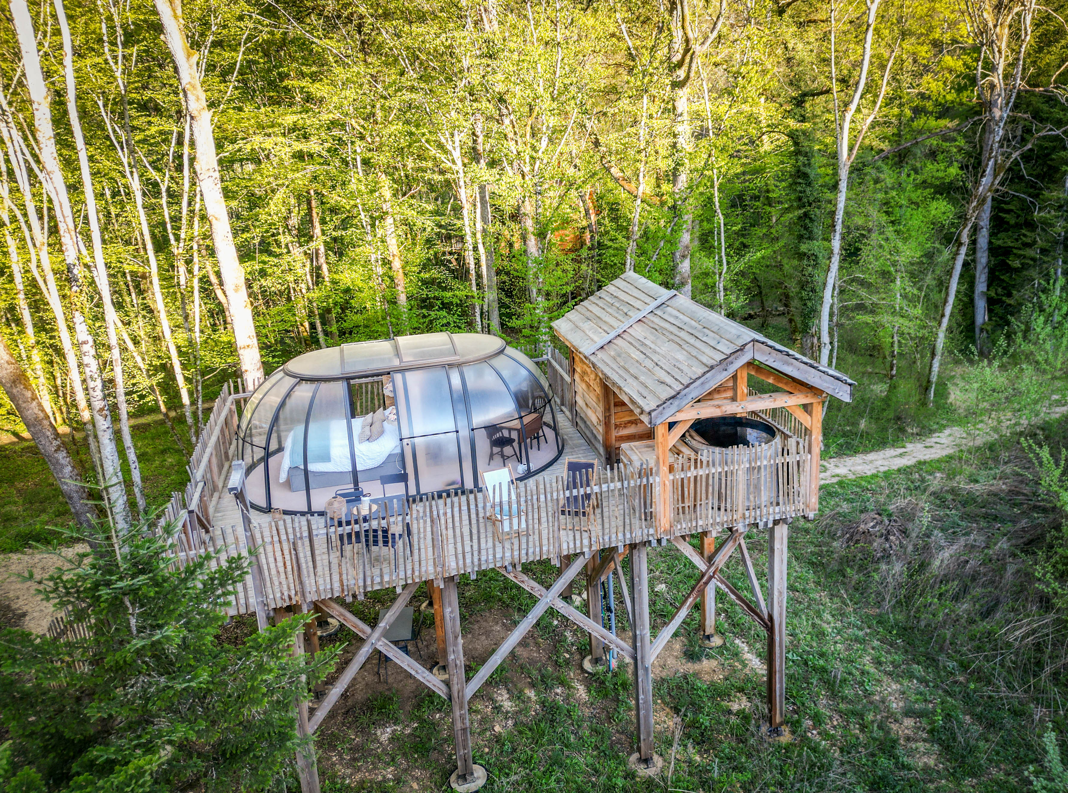 Grand dôme perché Spa - Geai des chênes — Dôme avec spa à Côte-d'Or