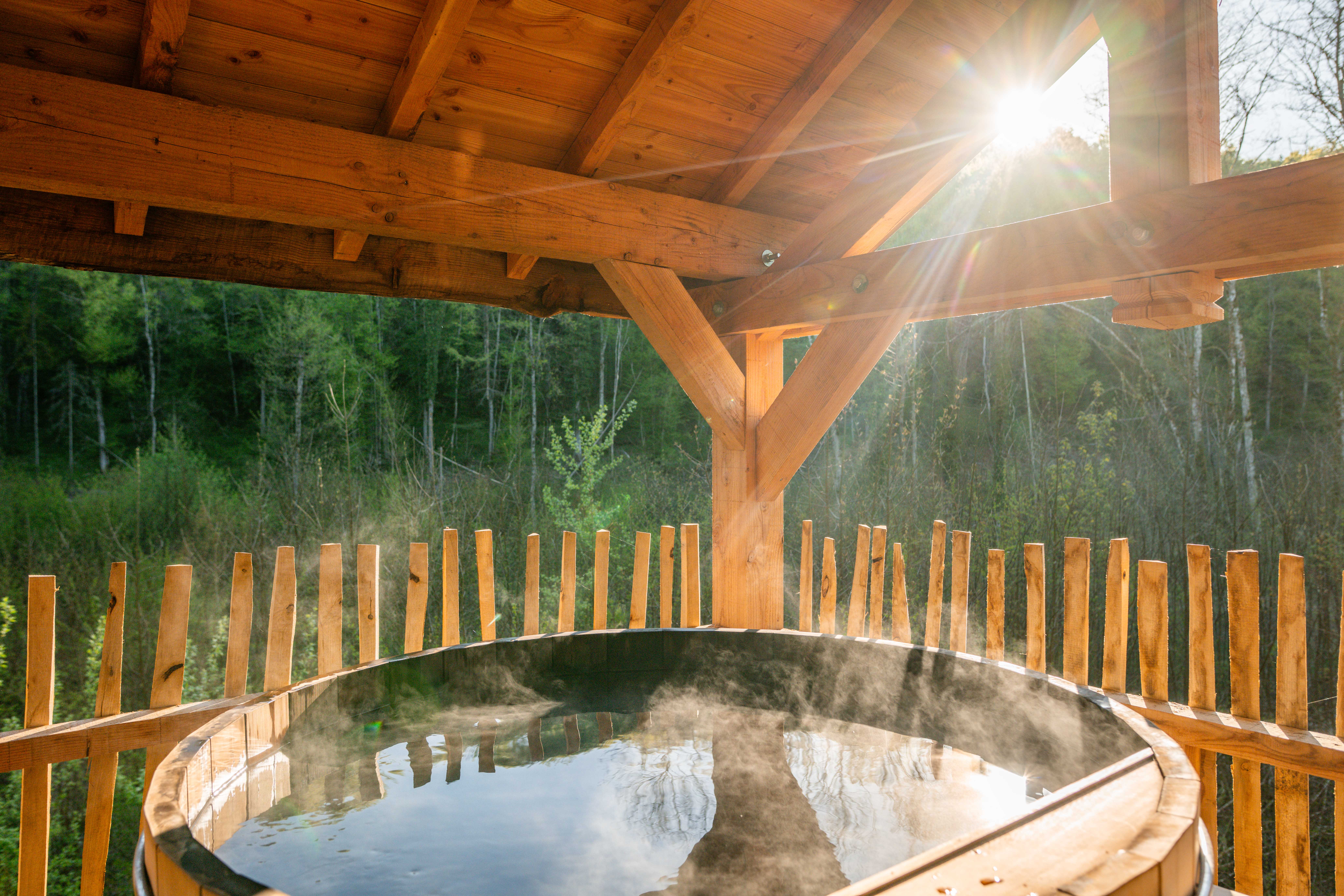Grand dôme perché Spa - Geai des chênes — Dôme avec spa à Côte-d'Or à La Combe Rossignol — espace de vie