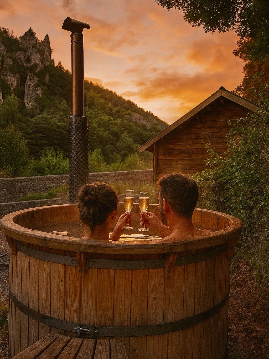 Le Chalet-Roulotte — Roulotte avec spa à Saint-Auban (Alpes-Maritimes) à Saint-Auban — vue depuis la terrasse