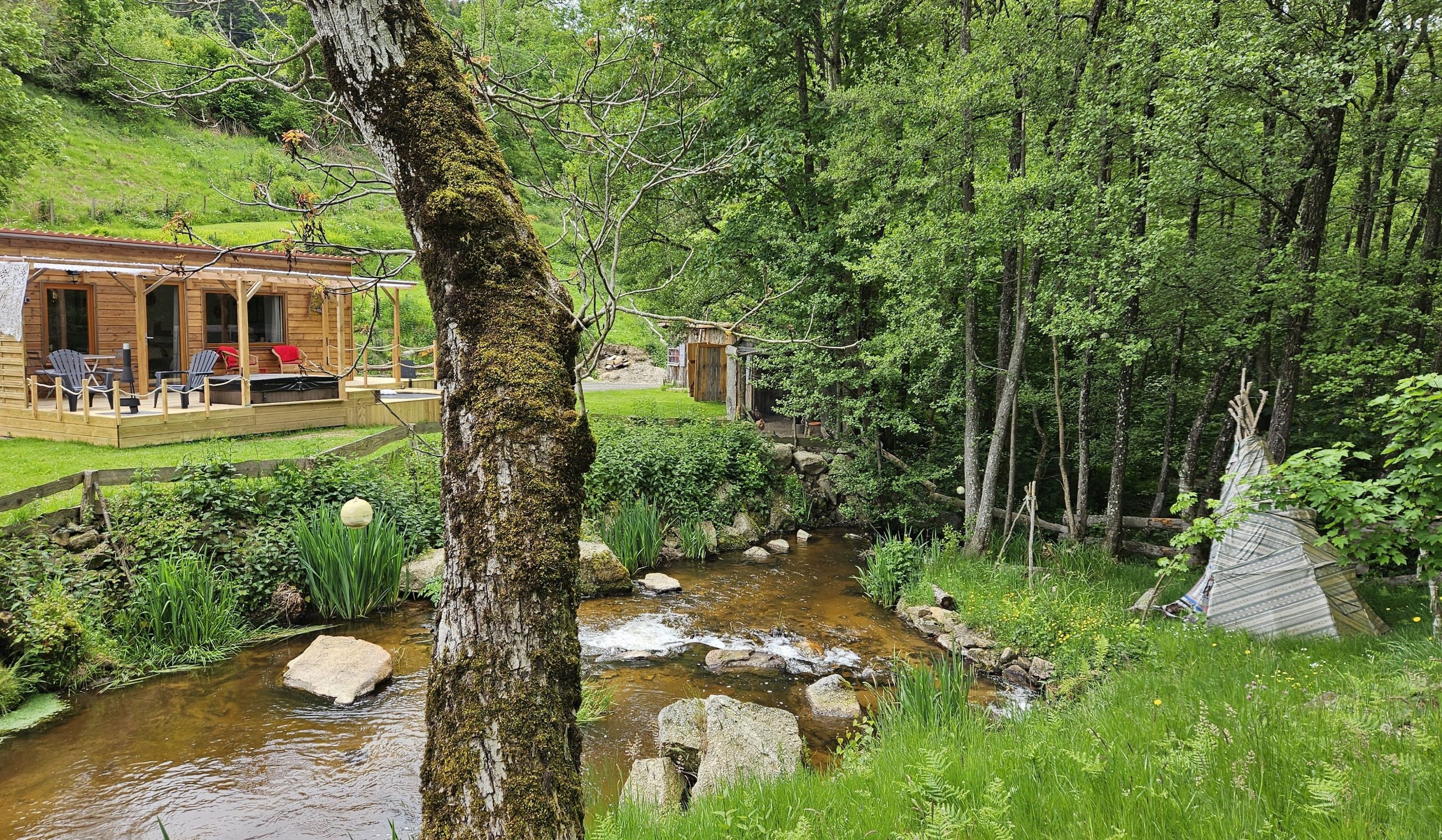 Lodge des sources & Spa : une cabane immersive en Auvergne à Viscomtat — vue intérieure