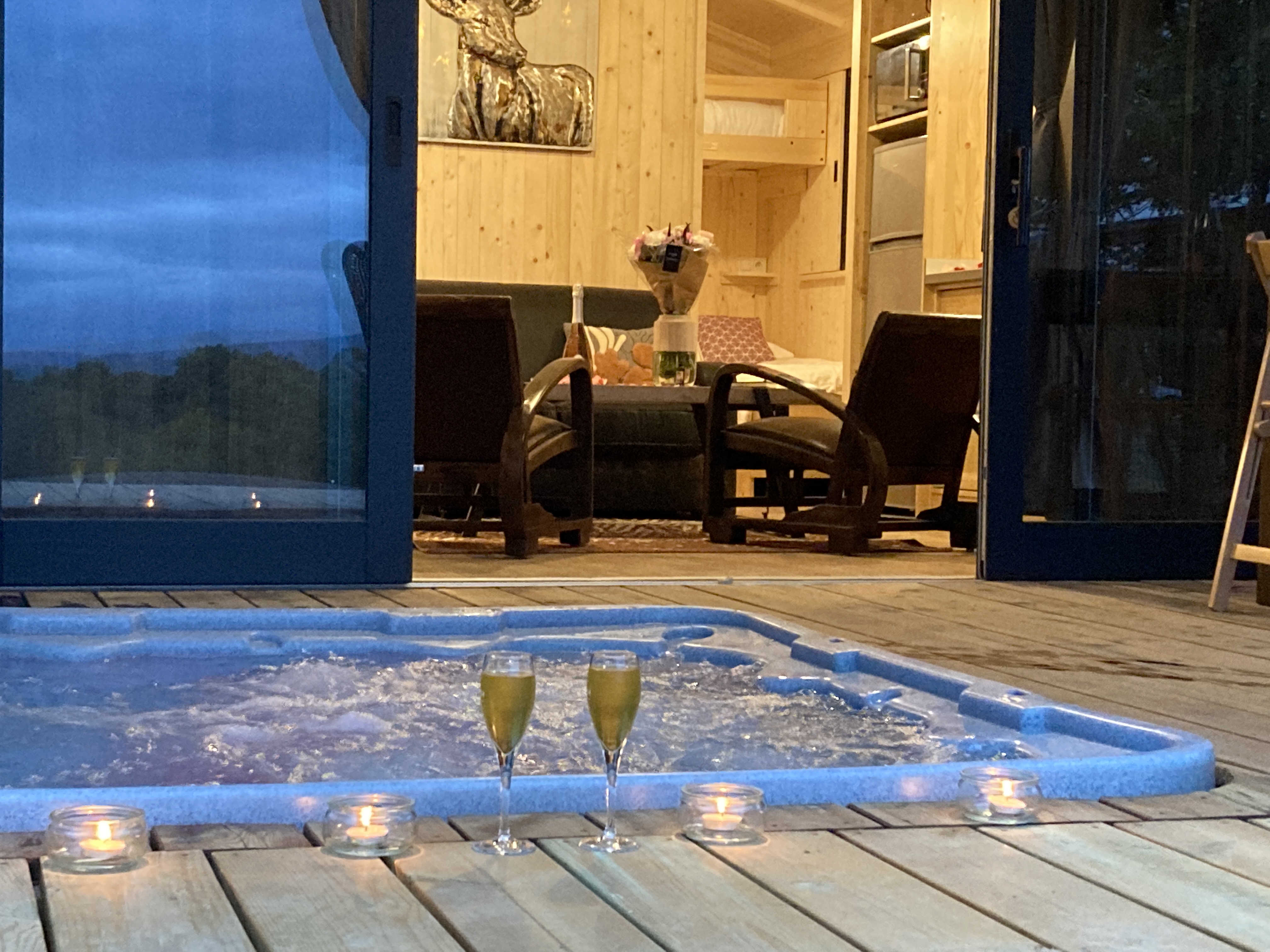 Cabane sur pilotis La Dame du Château avec spa privatif à Villarzel Du Razès — espace de vie
