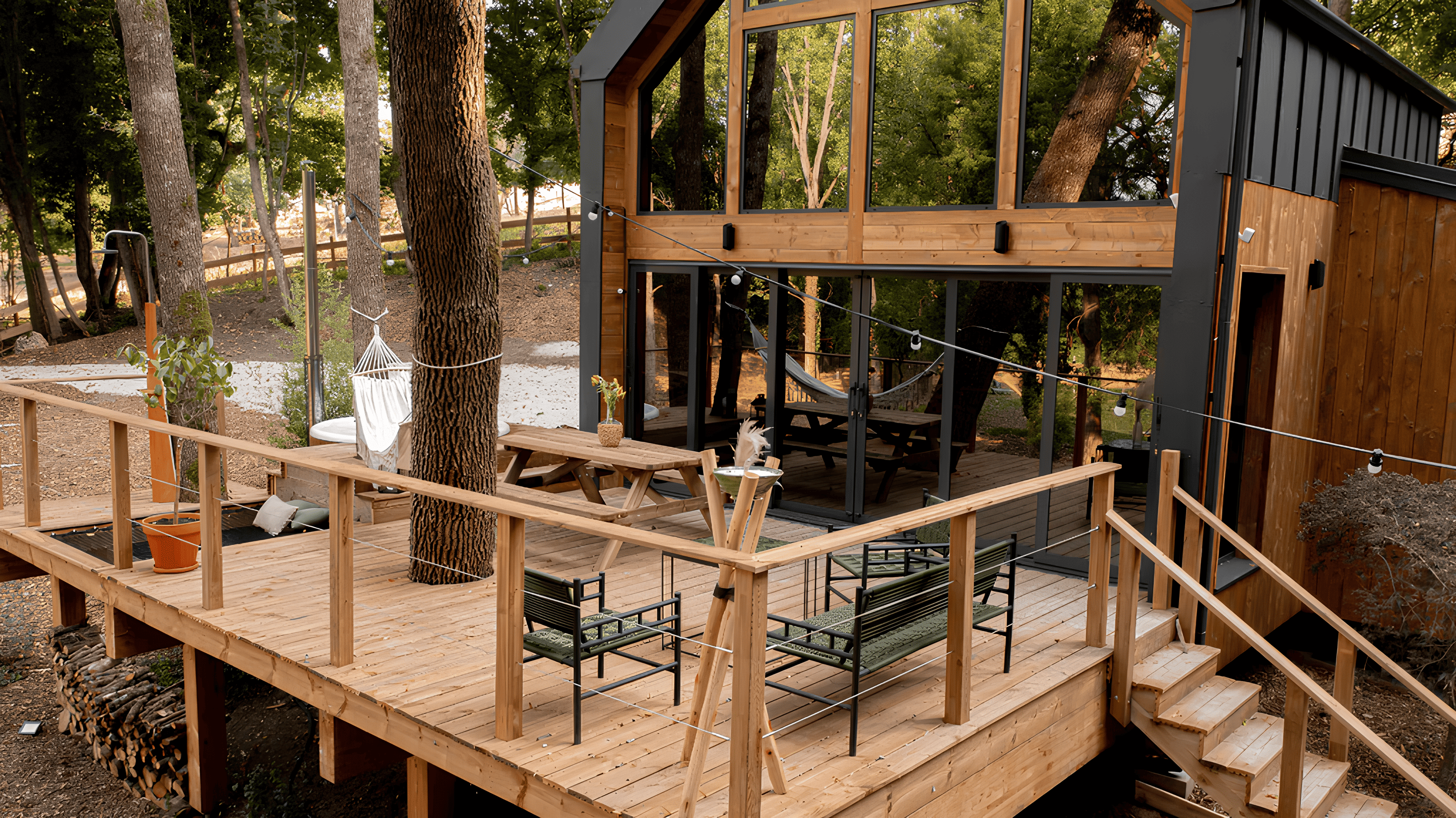 Ecolodge la Palombière — Cabane sur pilotis avec spa privatif à Gers à Gers — vue intérieure