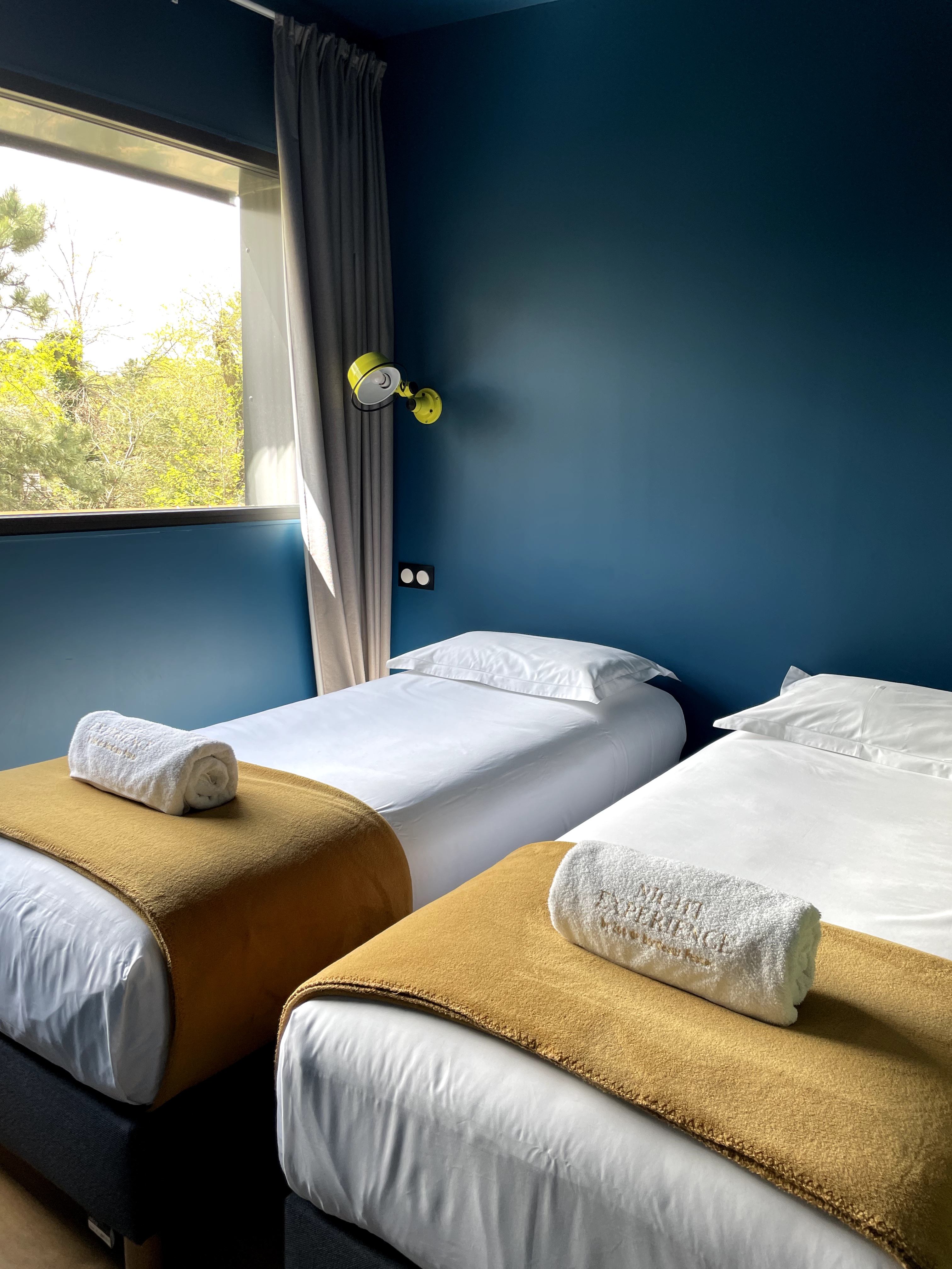 Lodge Tigre blanc : une immersion thématique en Aquitaine à Pessac — vue depuis la terrasse