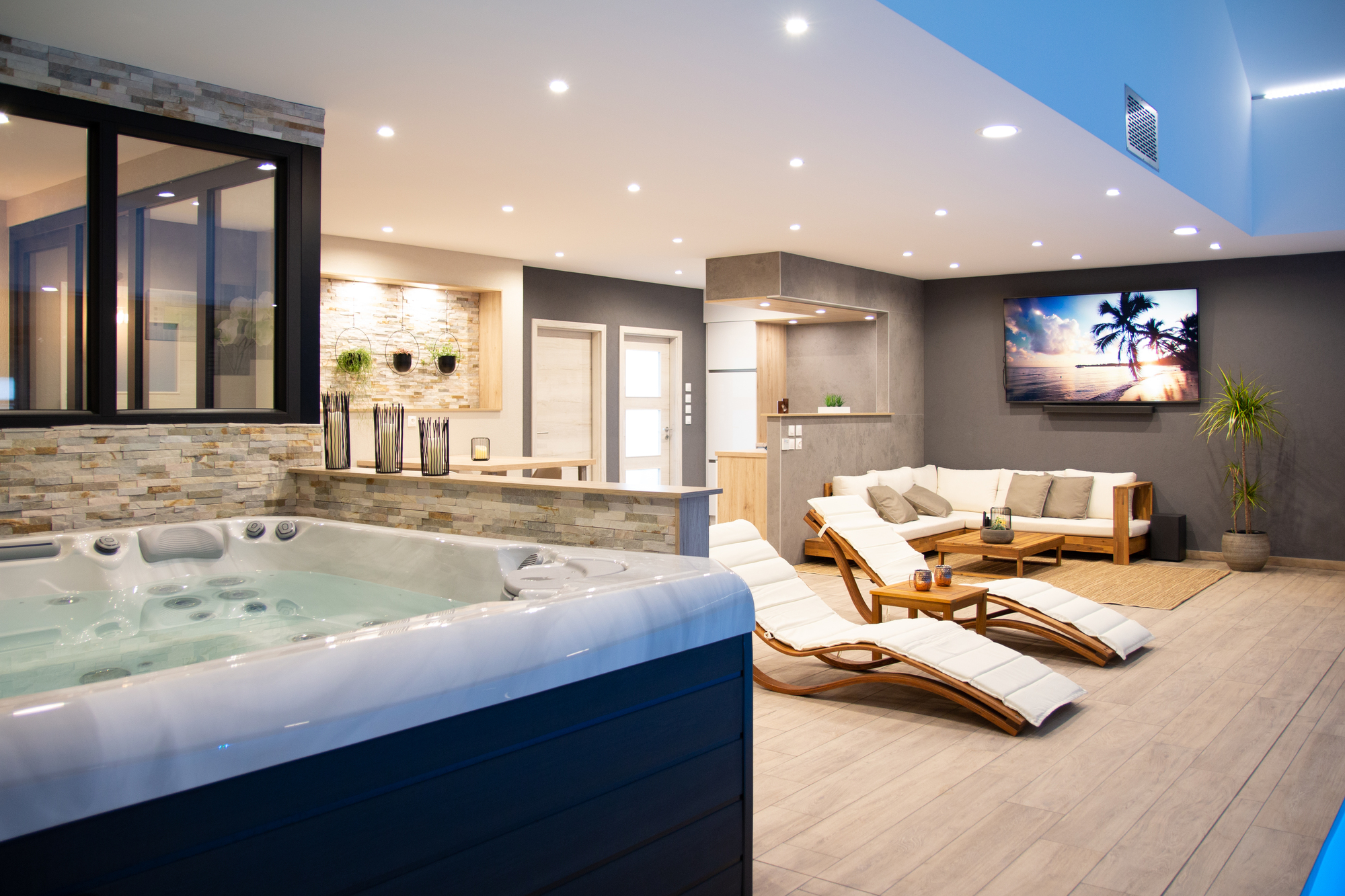 Gite O² — Maison insolite avec piscine et spa à Moselle à Metz — vue depuis la terrasse