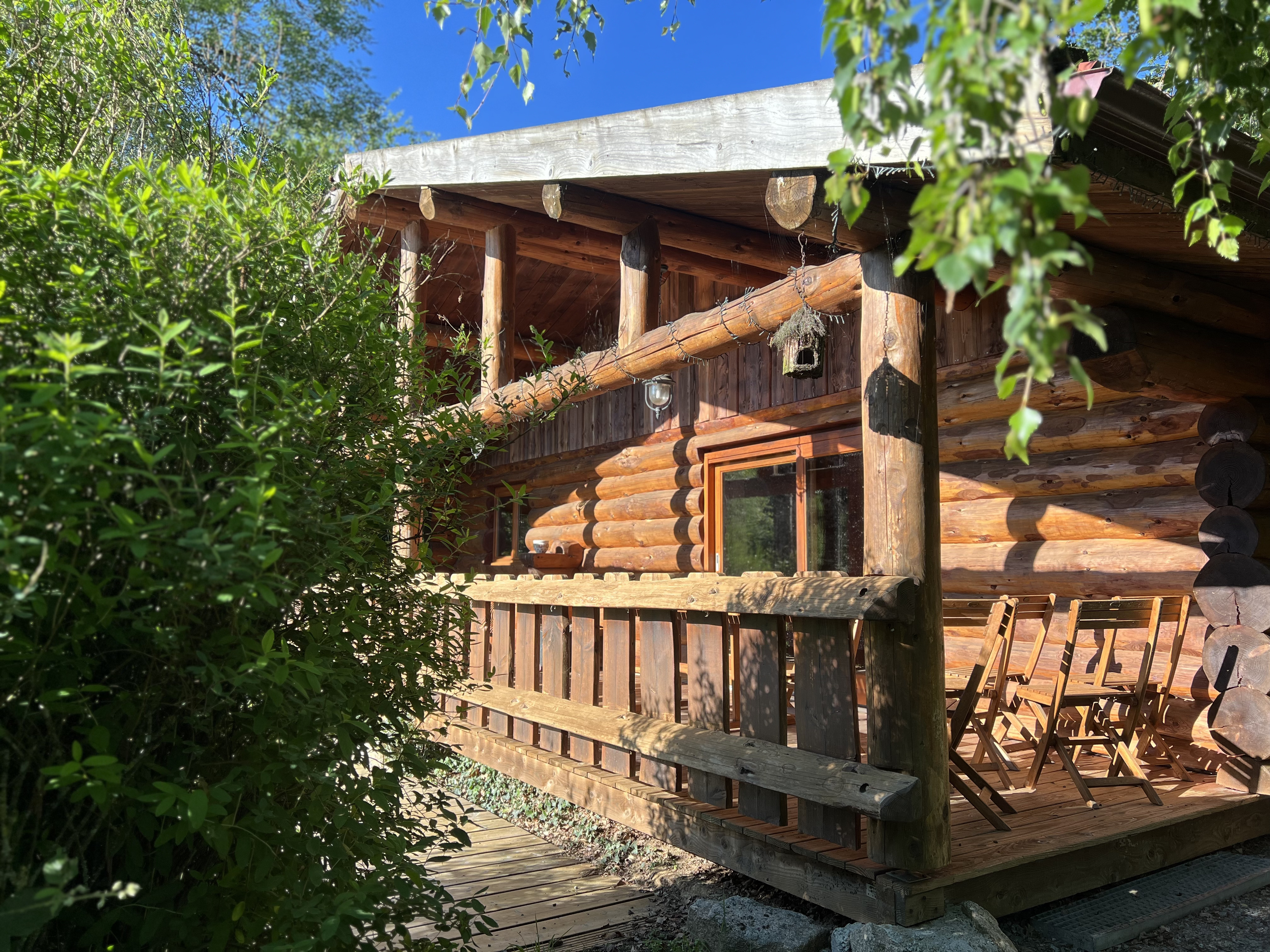 La cabane du Pêcheur — Cabane de trappeur avec spa à Creuse à La Nouaille — vue depuis la terrasse