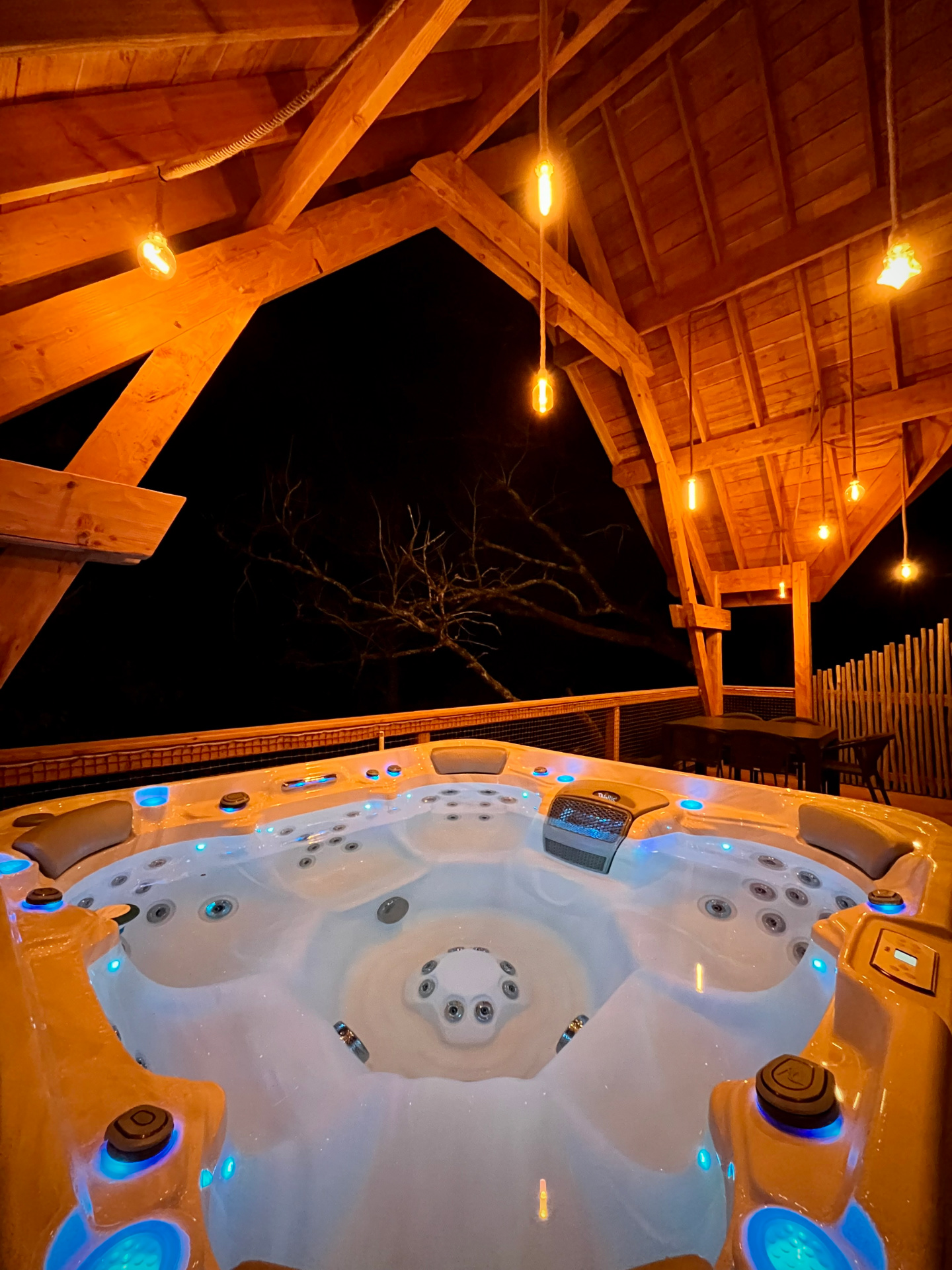 Cabane perchée avec spa et sauna en pleine nature à Puygaillard De Quercy — espace de vie
