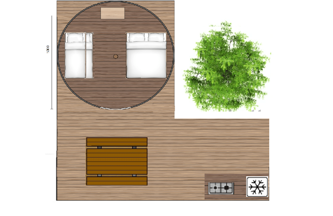 Tipi en Cévennes — Glamping avec spa au Camping du Mas Cauvy à Peyrolles-en-Cévennes — détail architectural