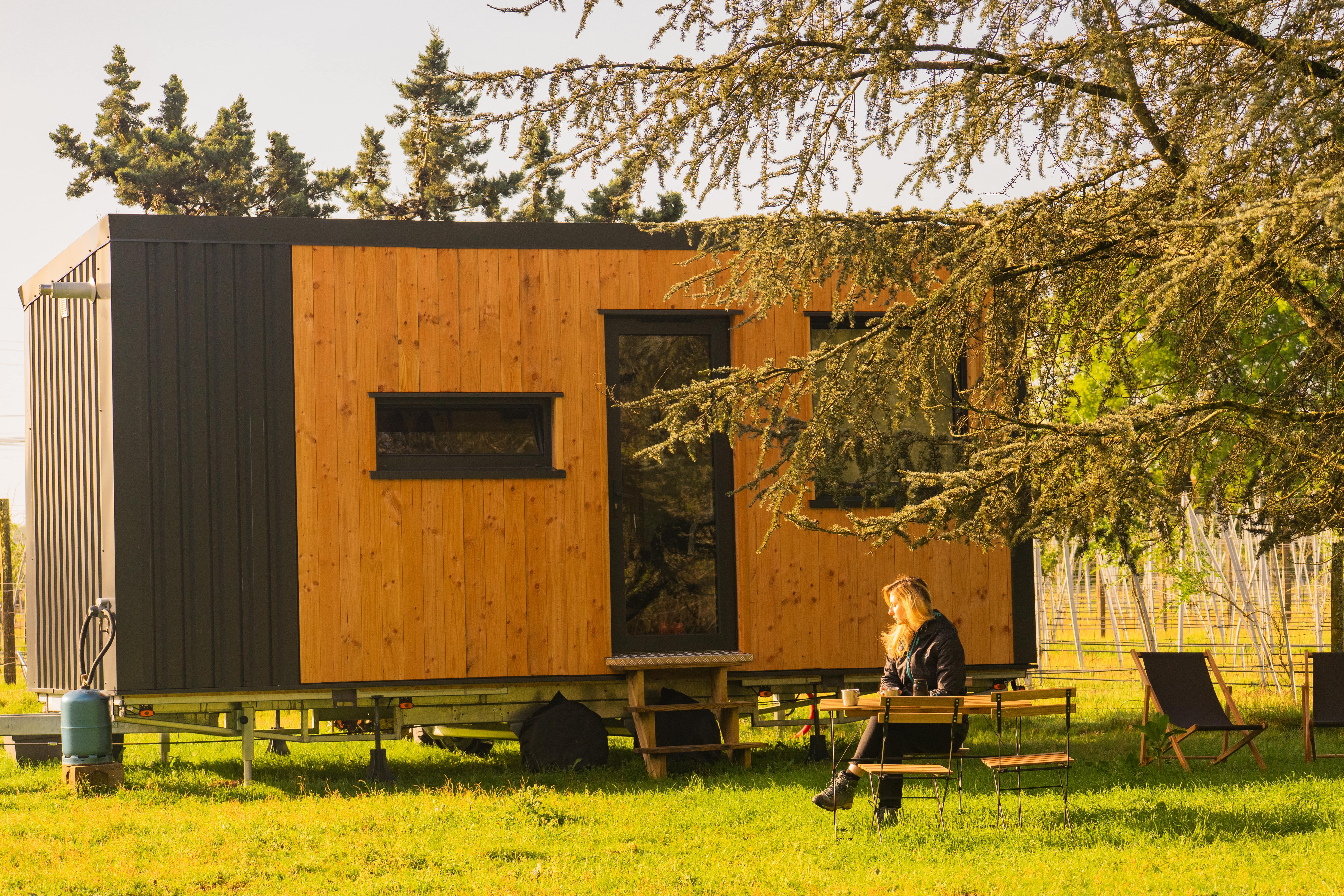 Le Clos des Gojis — Tiny House avec spa à Mouliets (Gironde) à Mouliets-et-Villemartin — vue intérieure