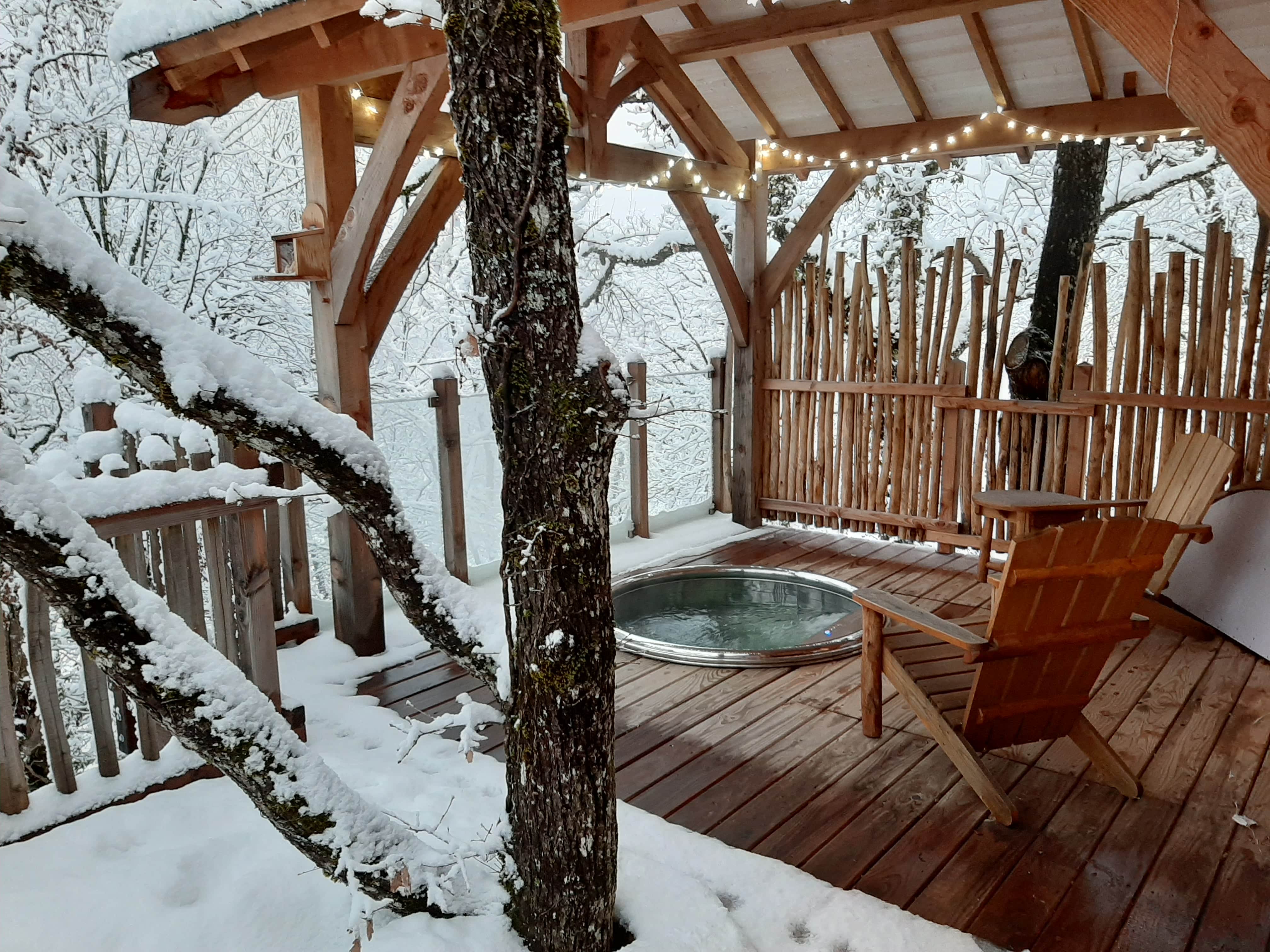 Cabane Spa Écureuil : une évasion dans les arbres en Franche-Comté à Bonlieu — vue depuis la terrasse