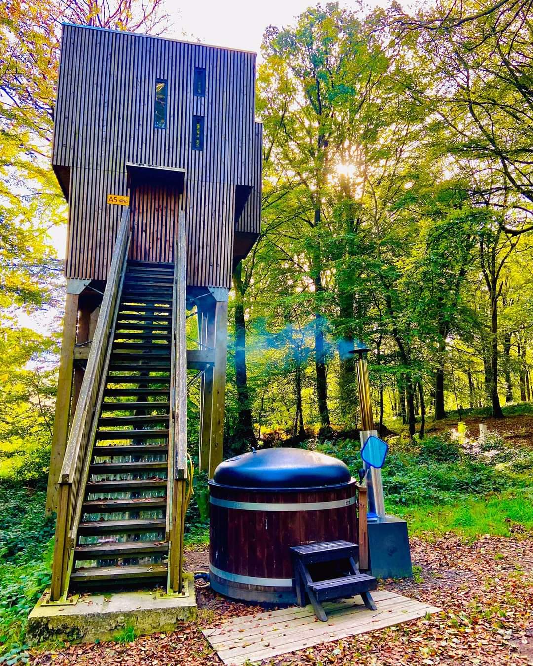 Évasion en cabane spa dans les arbres en Basse-Normandie à Saint-Sever-Calvados — vue intérieure