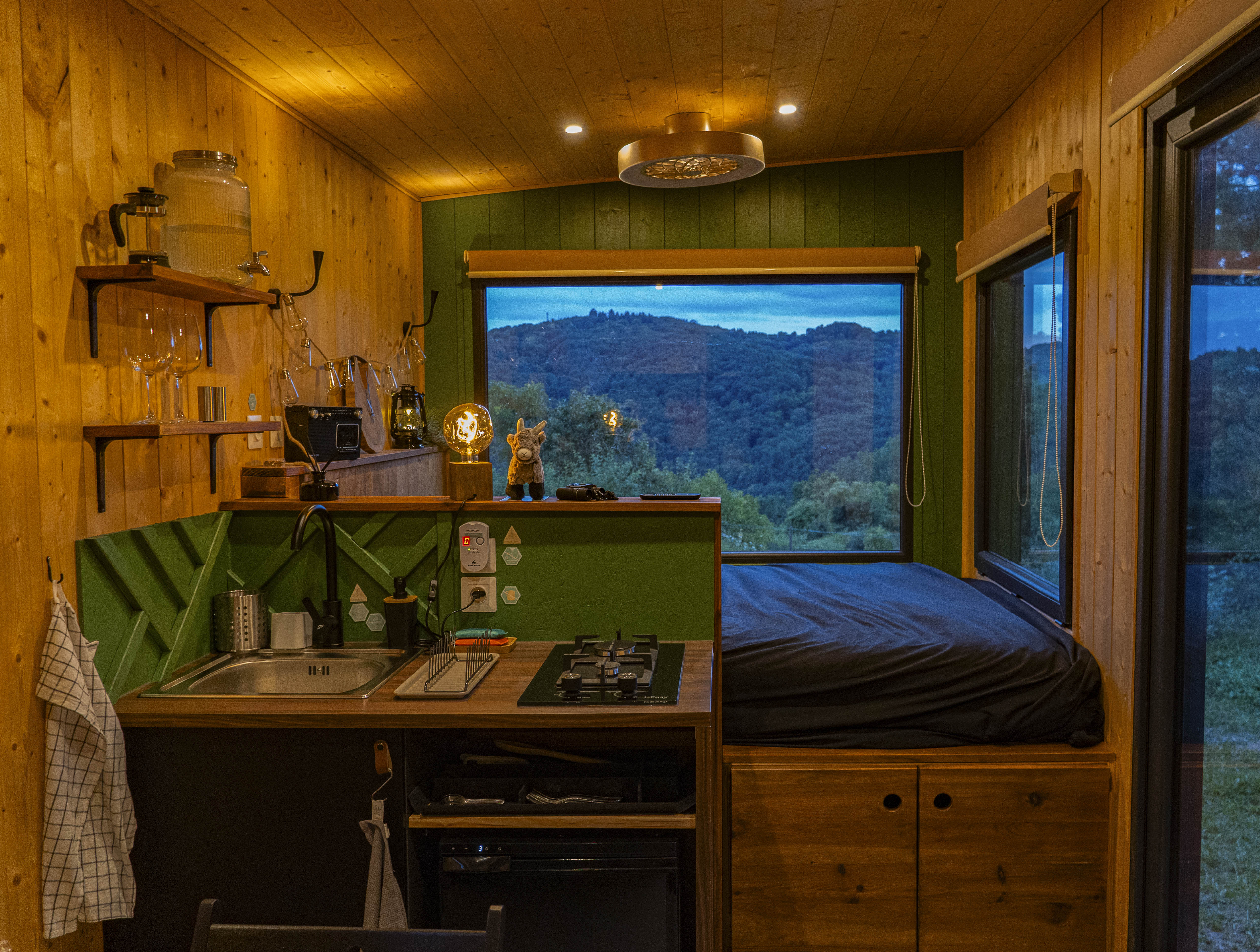 Le Bosquet des Dômes : une tiny house au cœur de l'Auvergne à Châtel-Guyon — vue depuis la terrasse