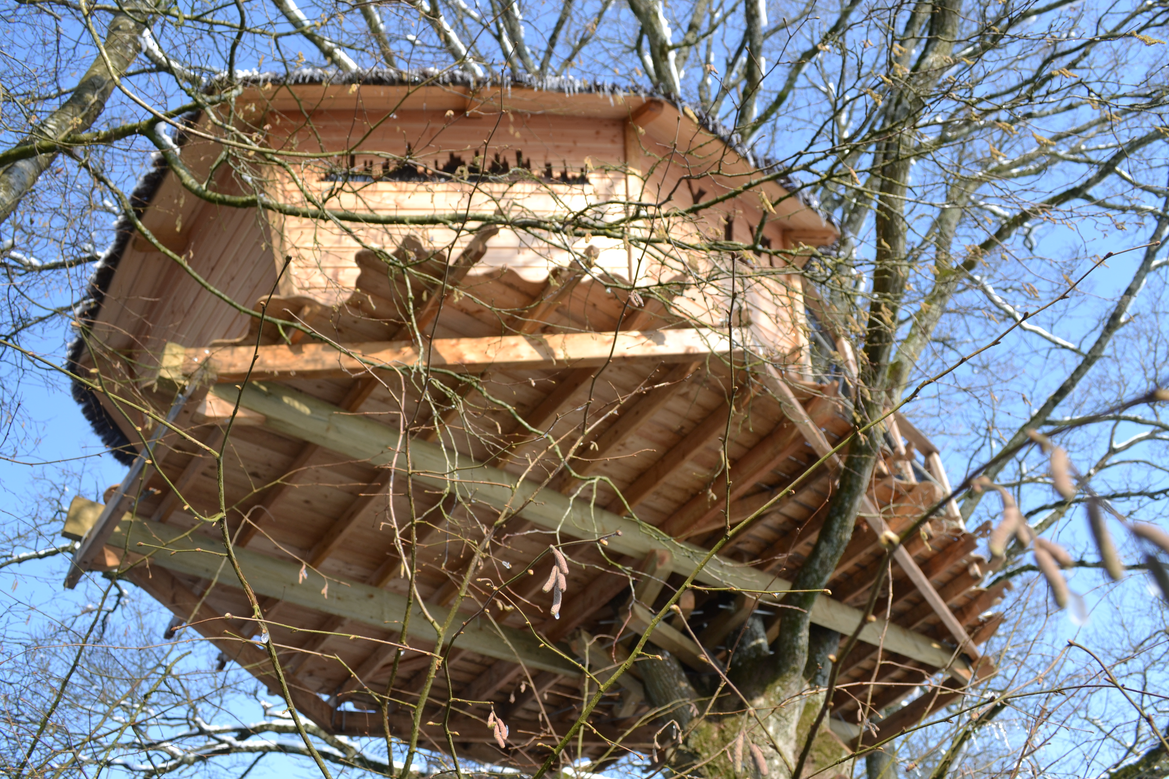 Cabane New-York — Nuit perchée à 7m au-dessus d'un ruisseau en Mayenne à La Baconnière — espace de vie