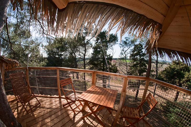 Tourterelle & Spa privatif — Cabane dans les arbres à 7m dans l'Hérault à Saint-Drezéry — vue depuis la terrasse
