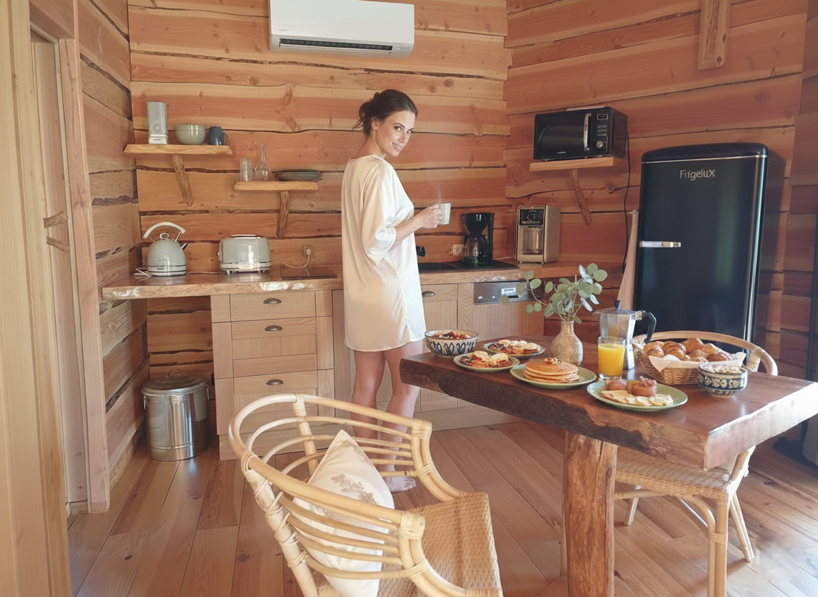 La cabane & spa Céleste — Nuit perchée à 7m en Ardèche à Le Teil — chambre