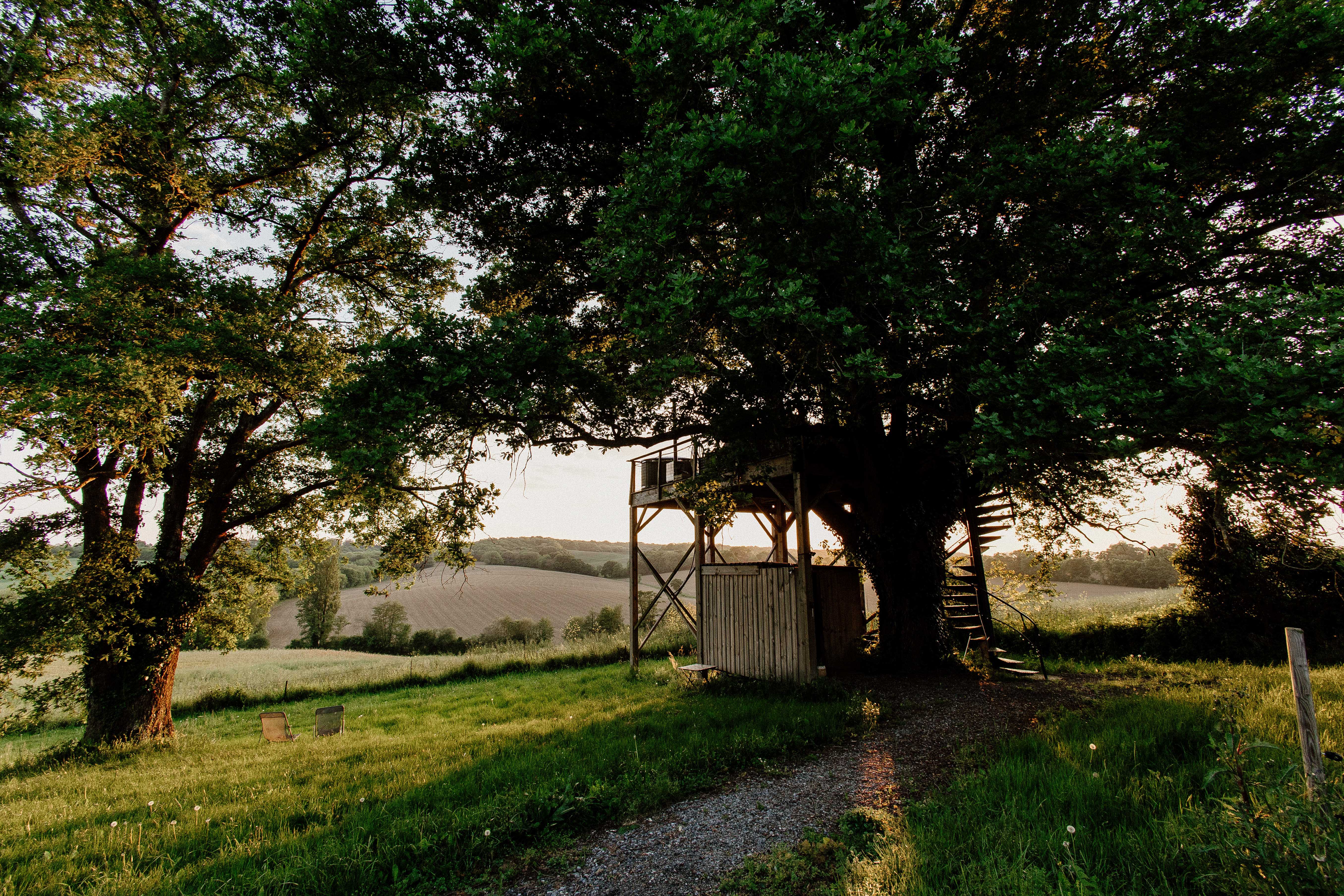Bulle au sommet du Chêne & Spa — Nuit perchée à 6m dans le Gers à Lartigue — espace de vie