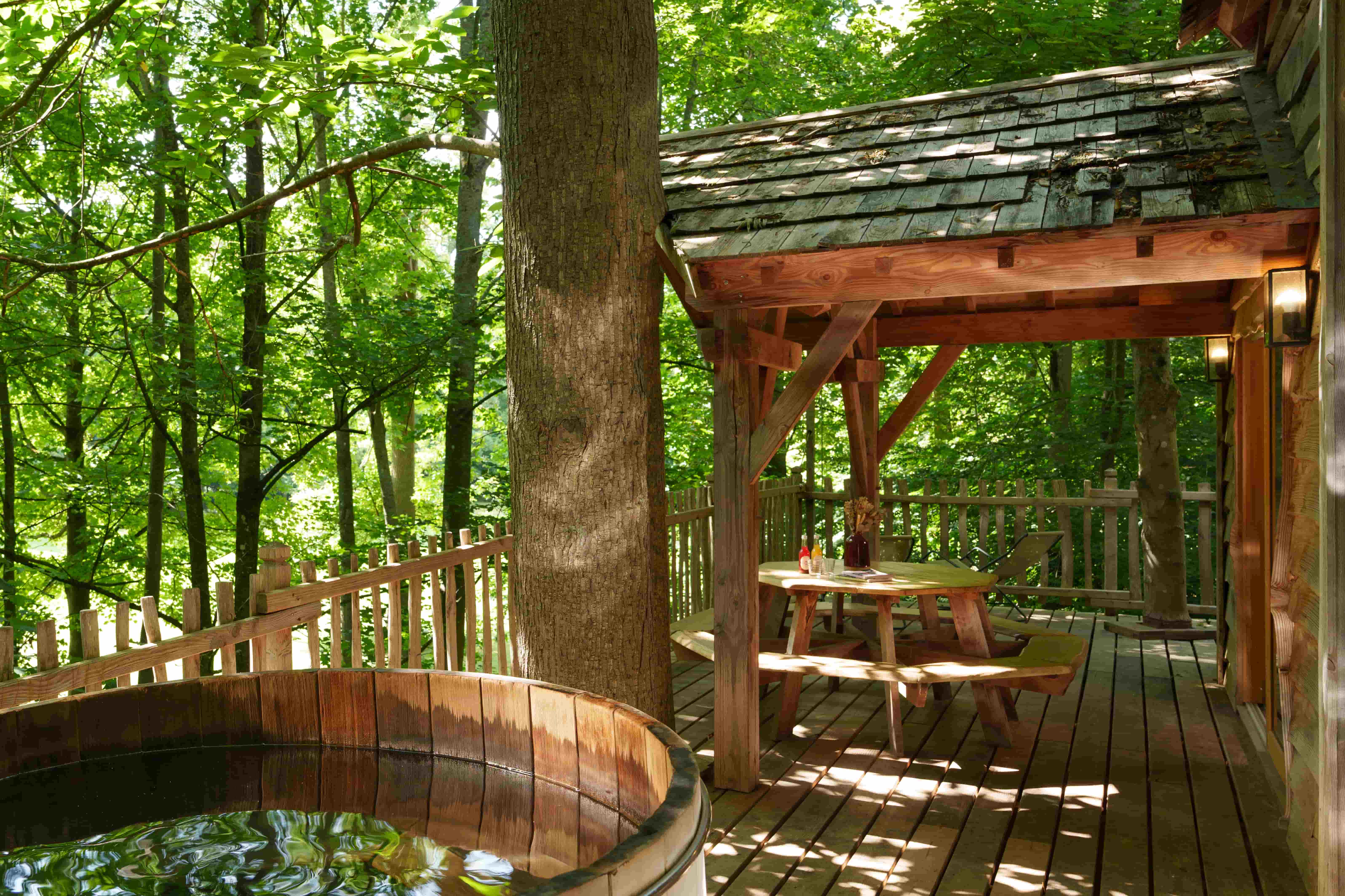 Cabane Spa Tribu : une expérience unique dans les arbres à Raray — vue intérieure