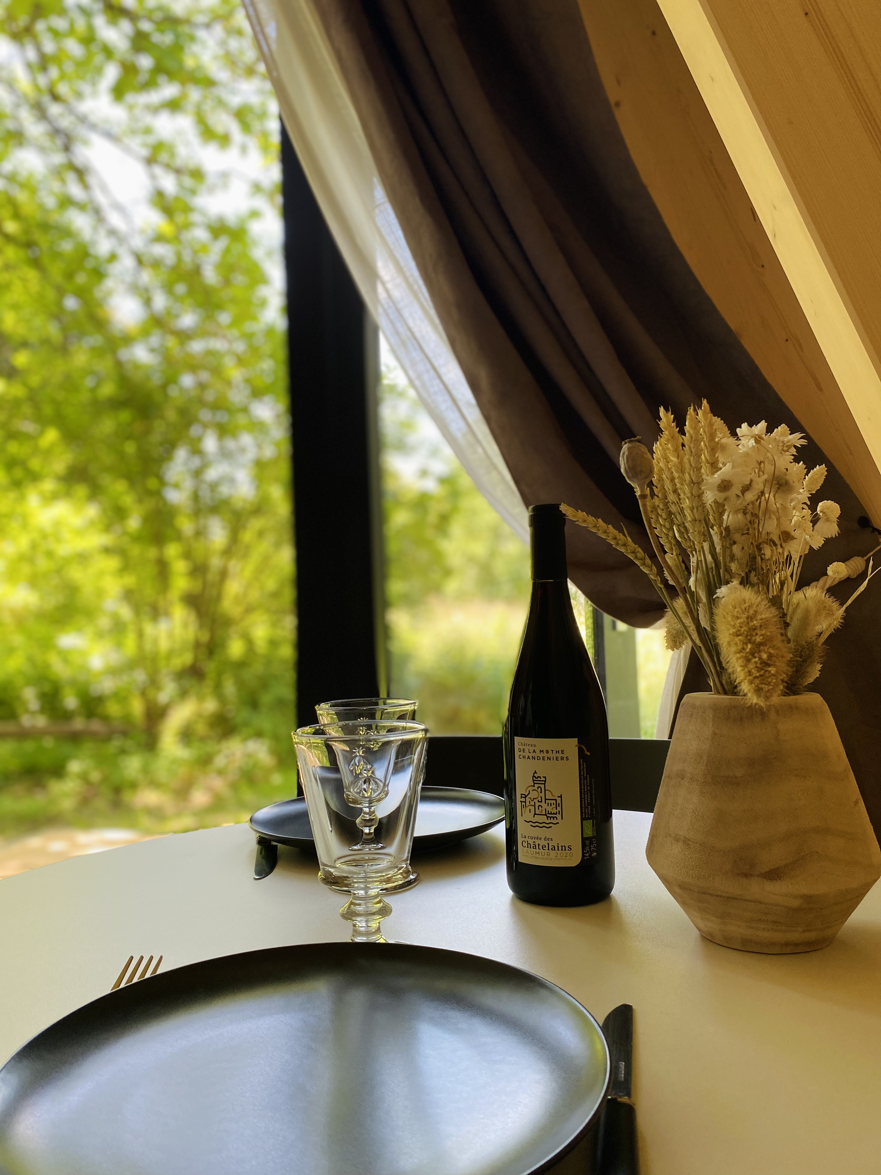 Ecolodge Bauçay — Cabane avec vue imprenable à Vienne à Les Trois-Moutiers — espace de vie