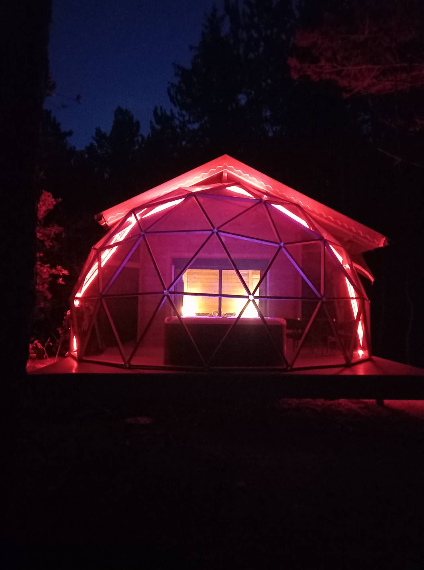 Évasion dans une cabane bulle avec spa en pleine nature à Saint Pierre D’Argençon — vue intérieure