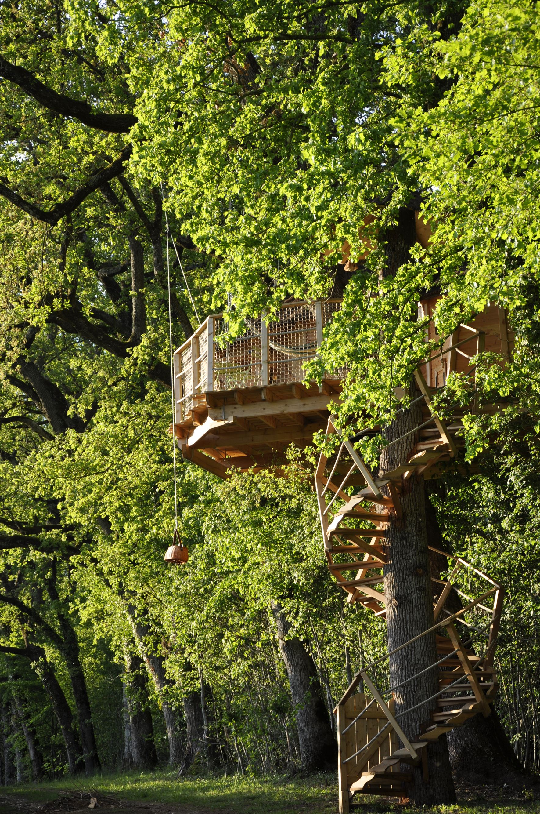 Cabane asiatique : une nuit suspendue dans les arbres à Ballan-Miré — vue intérieure