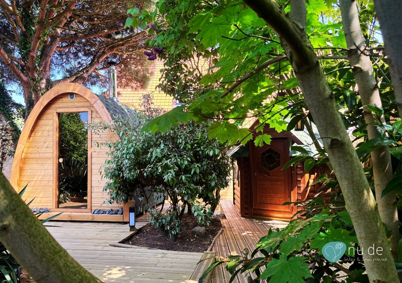 Lodge Valhalla — Séjour romantique avec bain nordique à Zuydcoote (Nord) à Zuydcoote — vue depuis la terrasse
