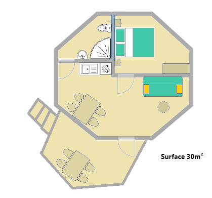 Cabane 'Pollimage' au bord d'un lac