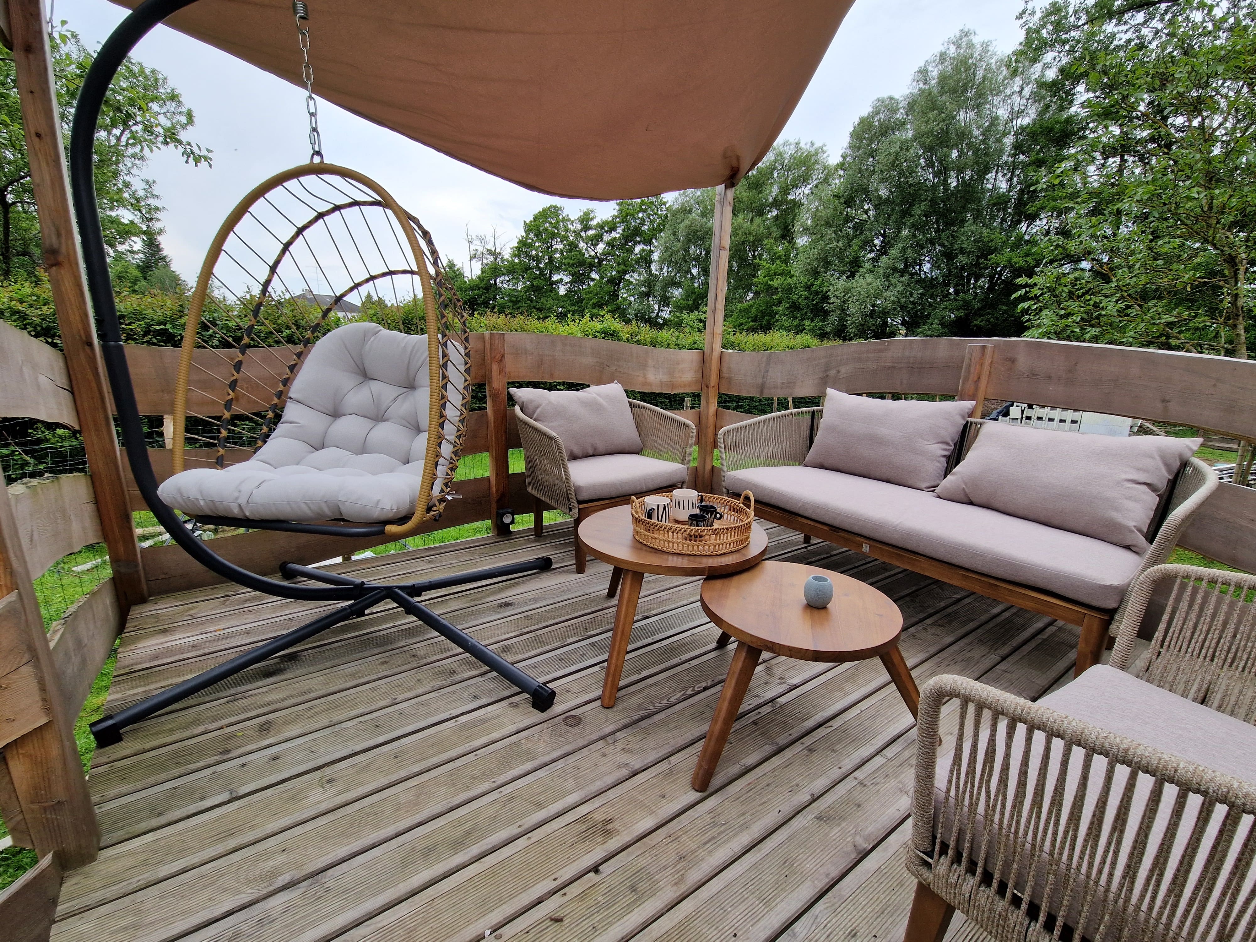 Indiana - La Cabane Tipi — Séjour panoramique en Moselle à Saint-Avold — vue depuis la terrasse