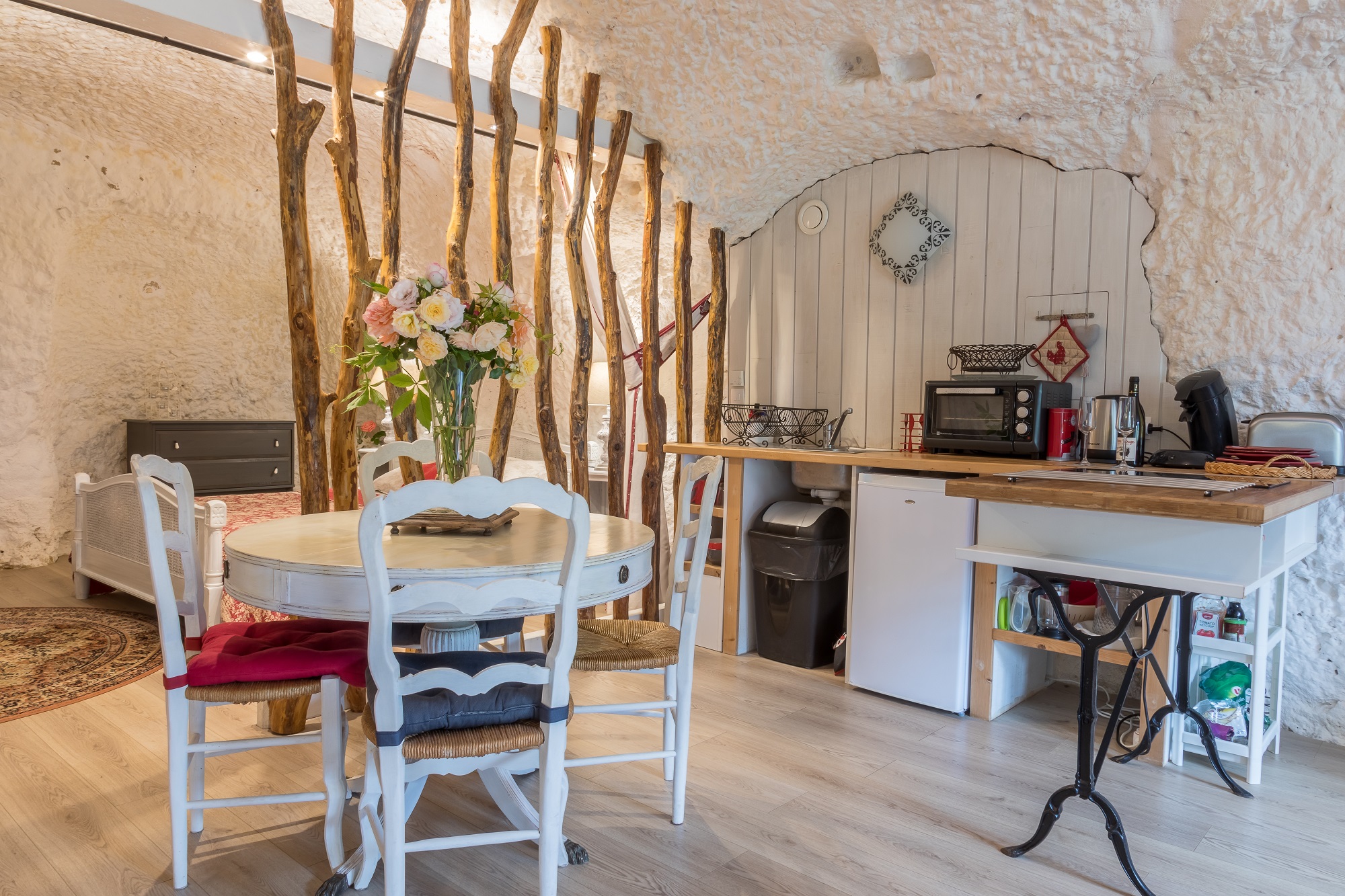 Gîte troglodytique du Vigneron : une immersion dans la roche à Noizay — vue depuis la terrasse