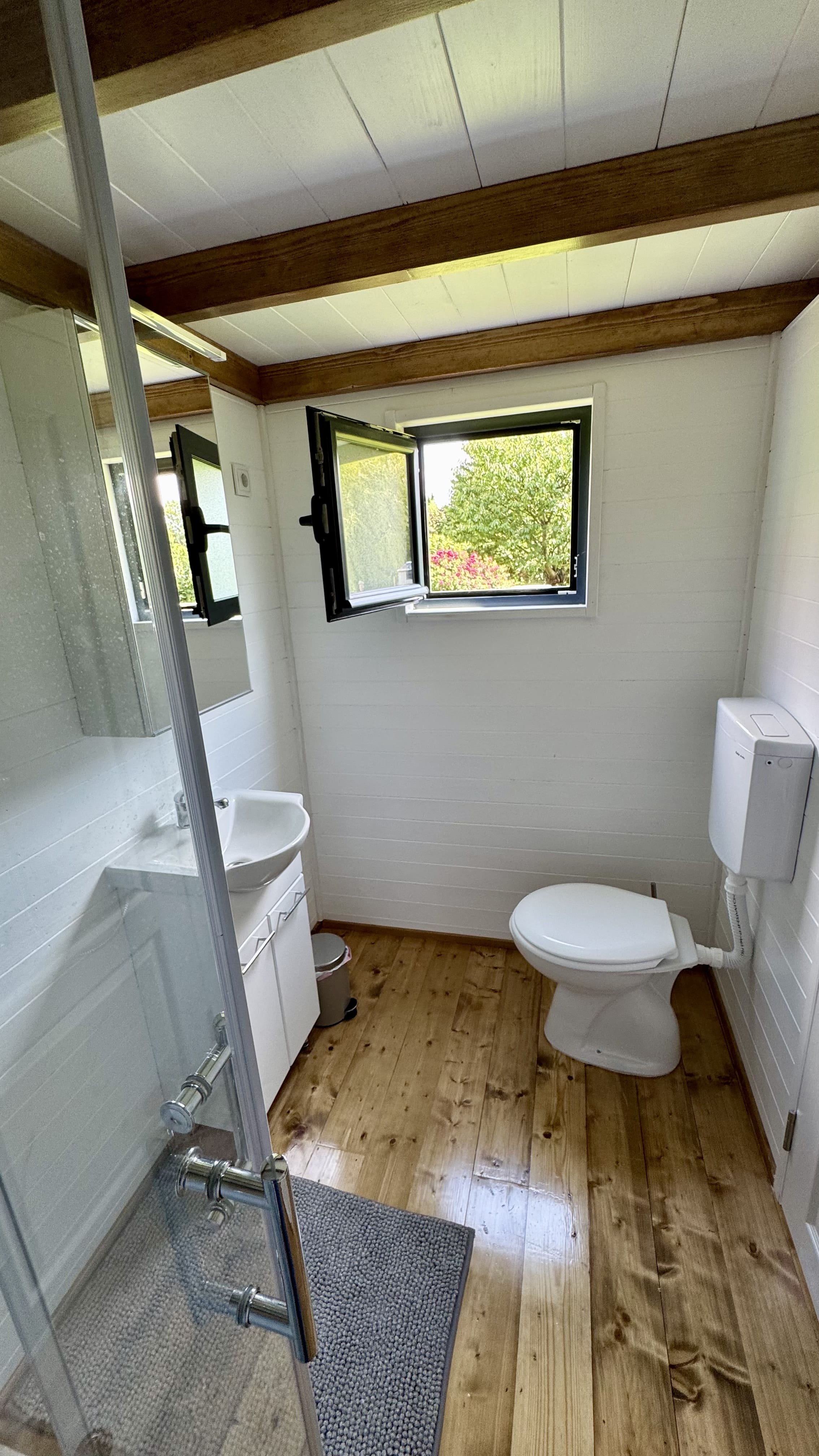 Tiny house au bord de l'eau — Séjour relaxant avec spa en Yvelines à Versailles — vue depuis la terrasse