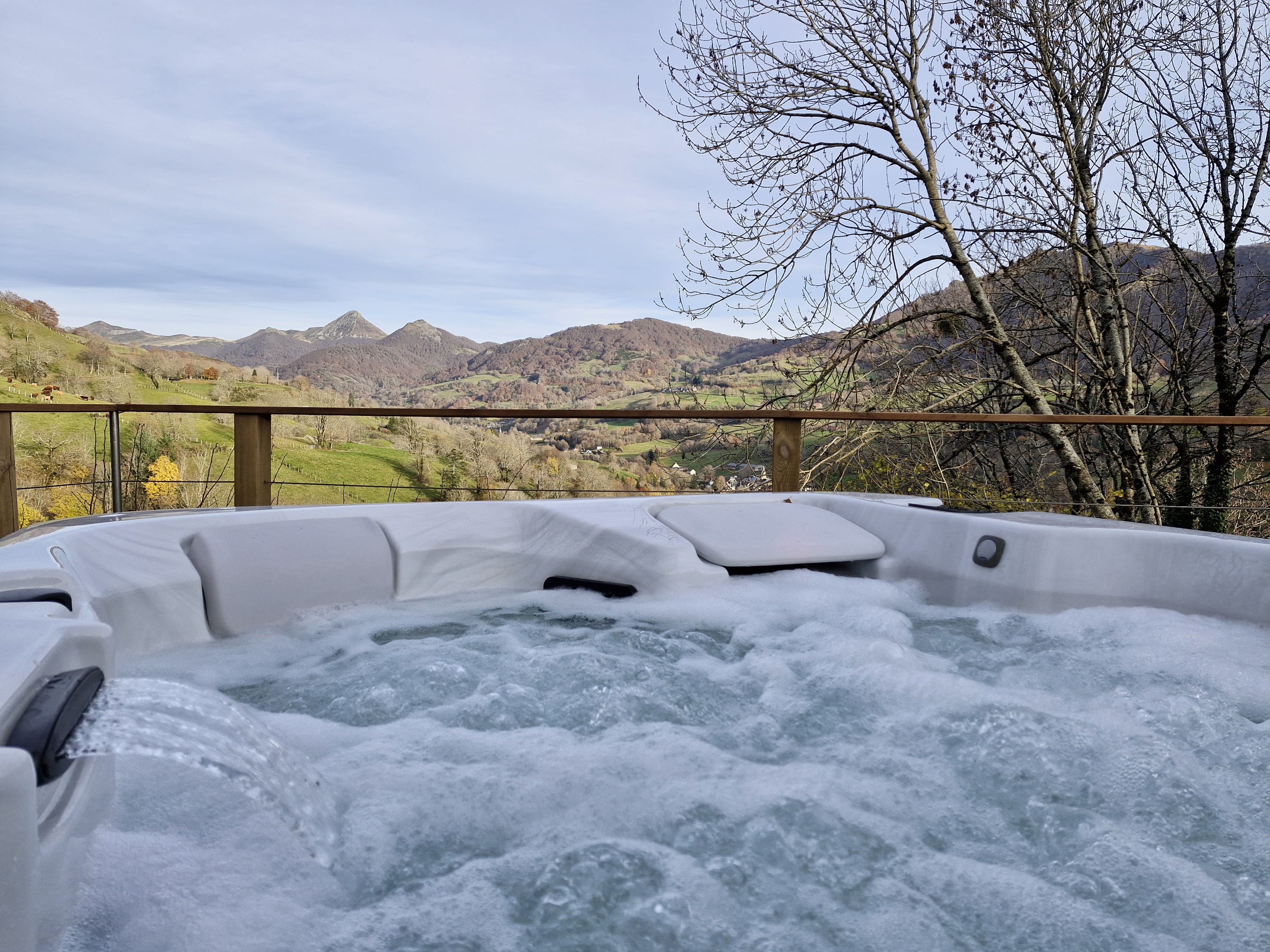 Bulle de neige et nature — Dôme avec spa à Cantal à Saint-Jacques-des-Blats — vue intérieure