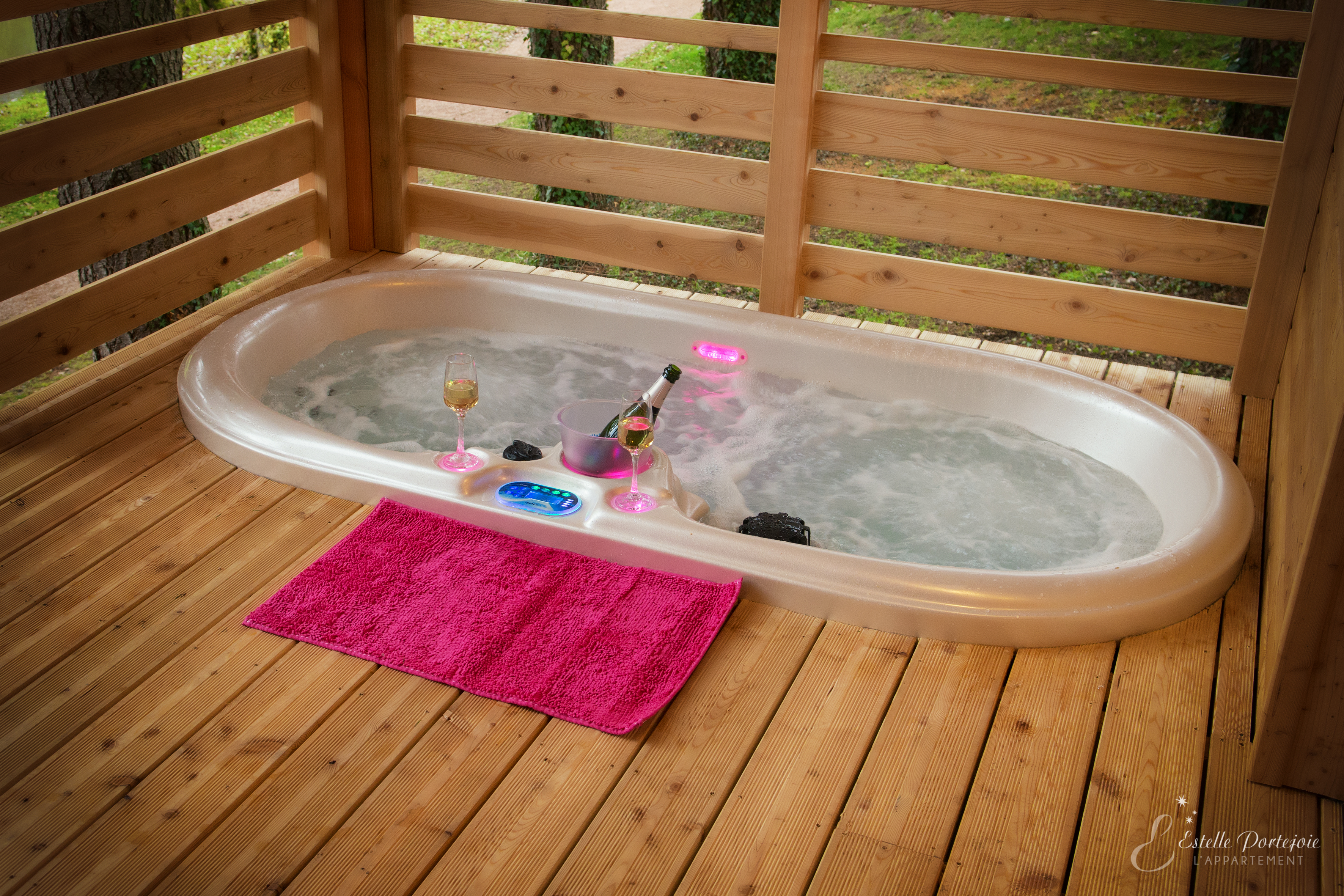 Cabane Spa de Céline : une échappée sur pilotis en Auvergne à Voussac — vue intérieure
