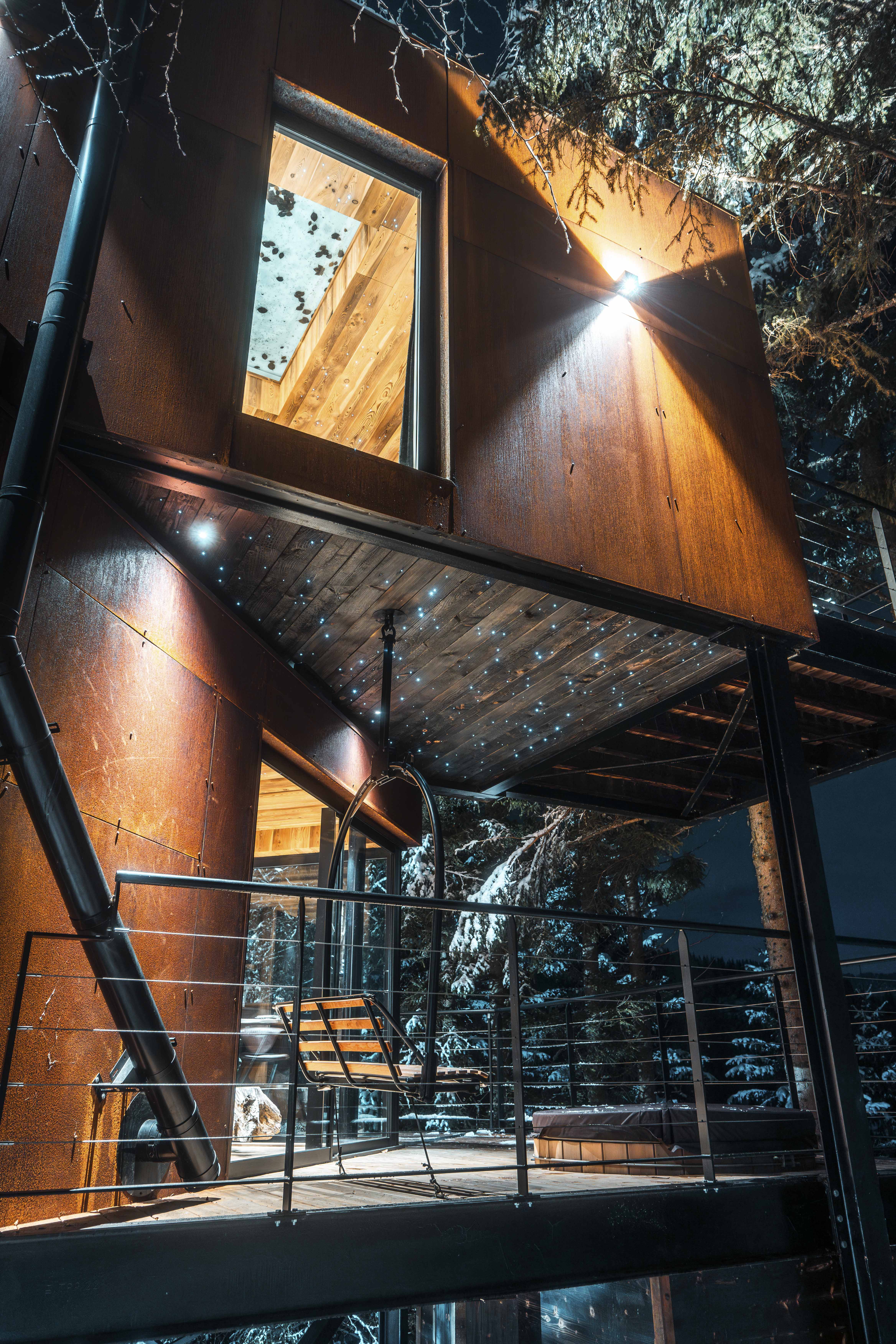 Cabane sur pilotis à la Belle Étoile avec spa privatif à Saint Nicolas La Chapelle — salle de bain