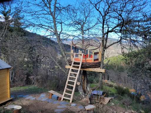 Le Nid : une cabane dans les arbres au cœur de la nature ardéchoise à Rochepaule — vue depuis la terrasse