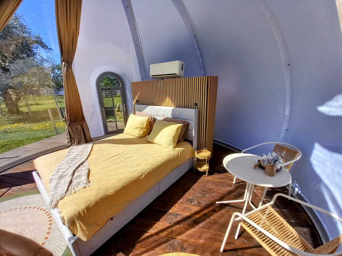La Bulle des Alpagas : une expérience immersive au cœur de la nature à Herry — vue intérieure
