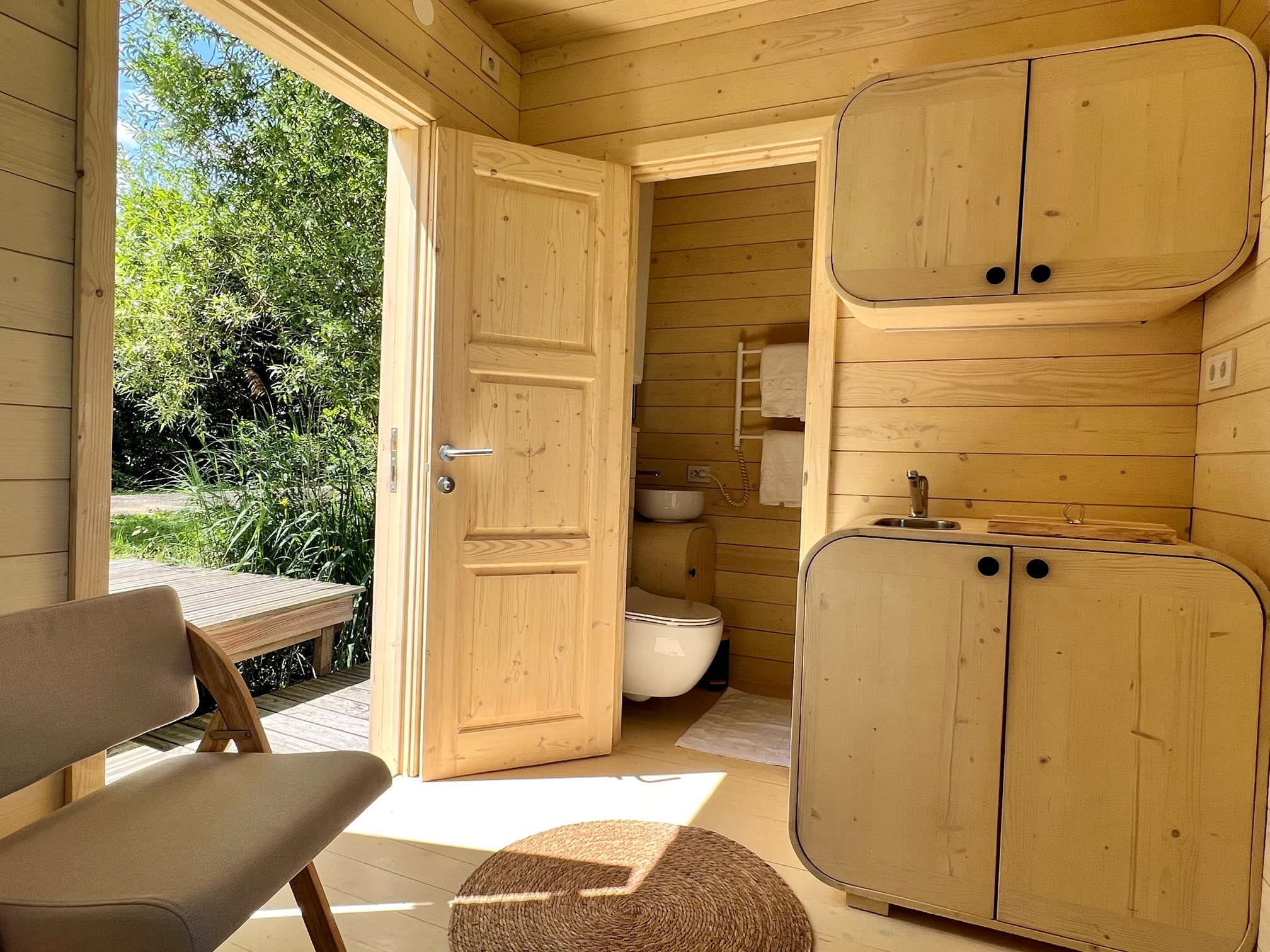 Cabane Héron — Écolodge romantique avec spa à Ain à Druillat — vue depuis la terrasse