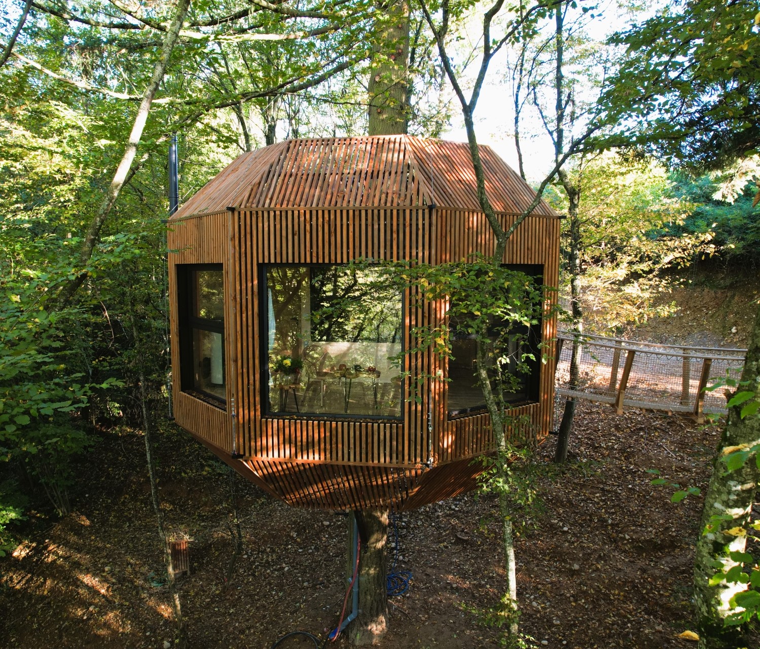 Cabane SPA Cocoon : une évasion en hauteur en Rhône-Alpes à Gillonnay — environnement naturel