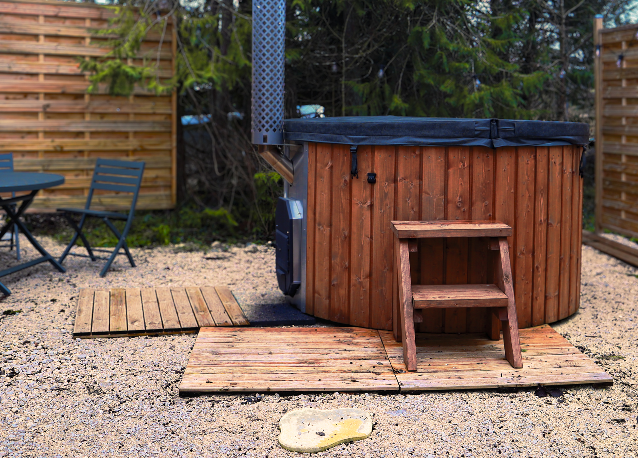Chalet Chardonnay & Bain Nordique — Cabane avec bain nordique à Côte-d'Or à Moloy — vue intérieure