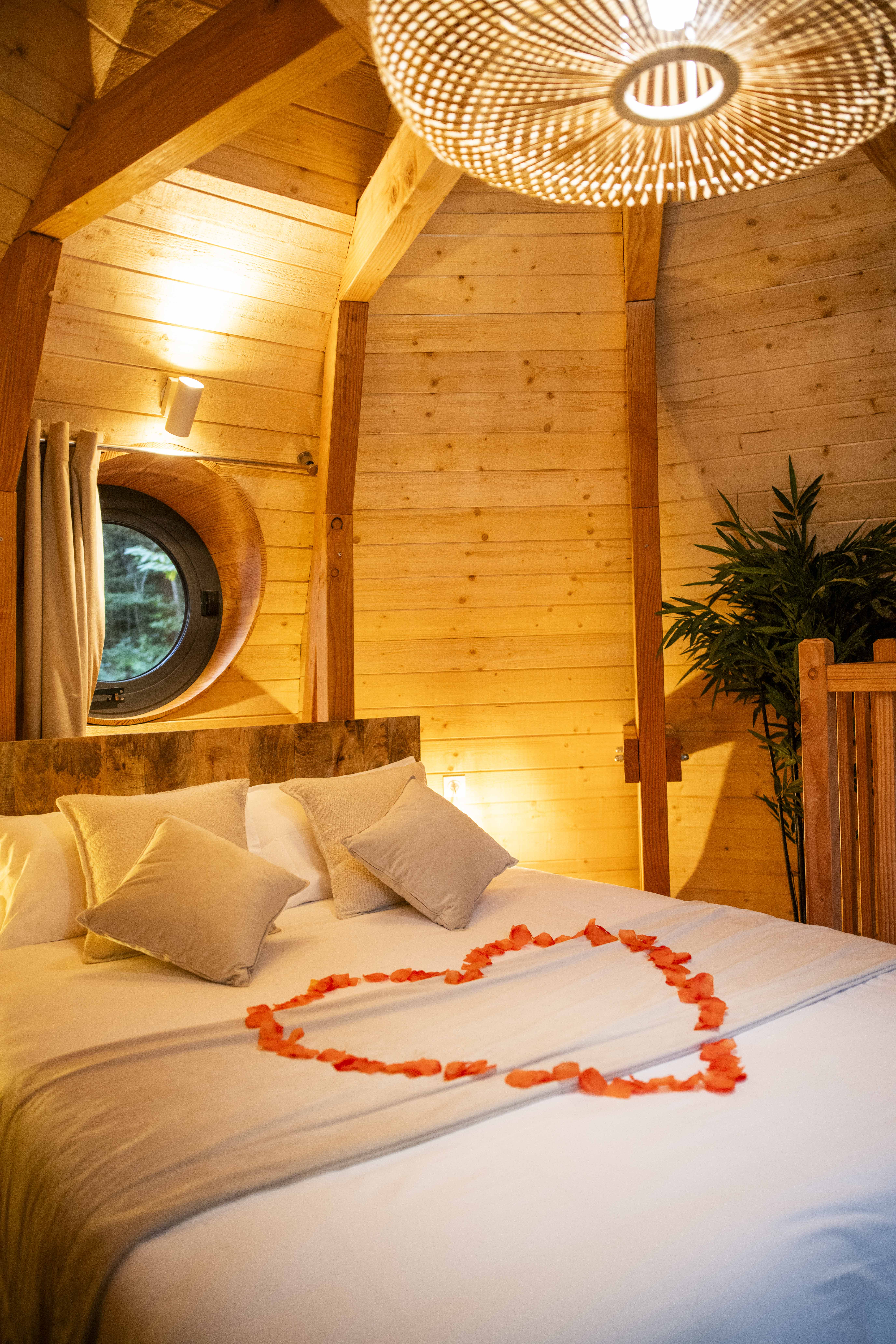 Évasion romantique dans une cabane SPA sur pilotis à Gillonnay — vue depuis la terrasse