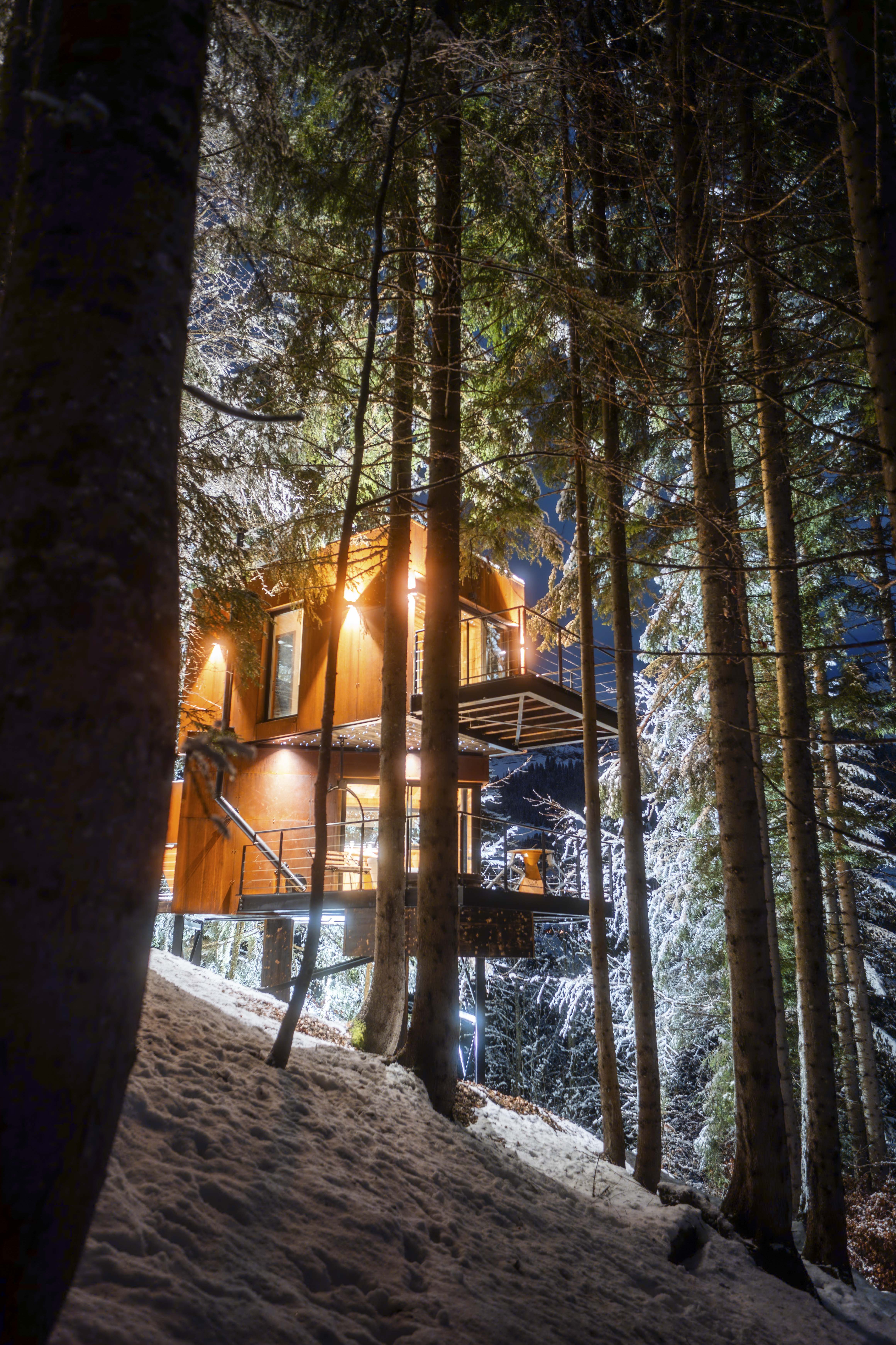 Cabane sur pilotis à la Belle Étoile avec spa privatif à Saint Nicolas La Chapelle — cuisine