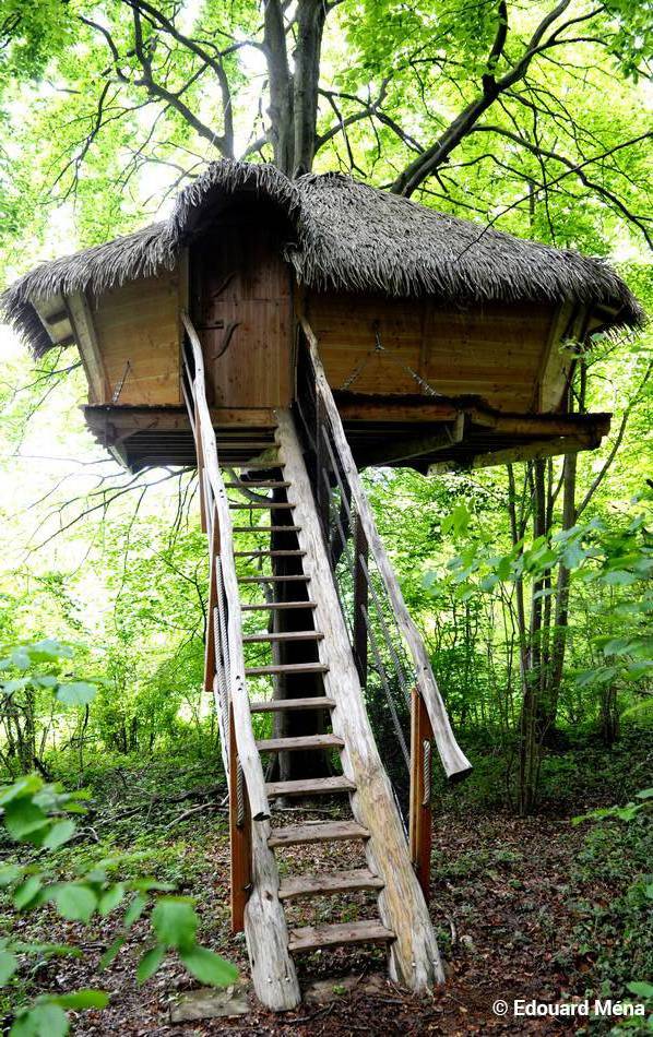 Drakkar : une cabane dans les arbres pour une escapade en Haute-Normandie à St Germain Des Essourts — vue intérieure