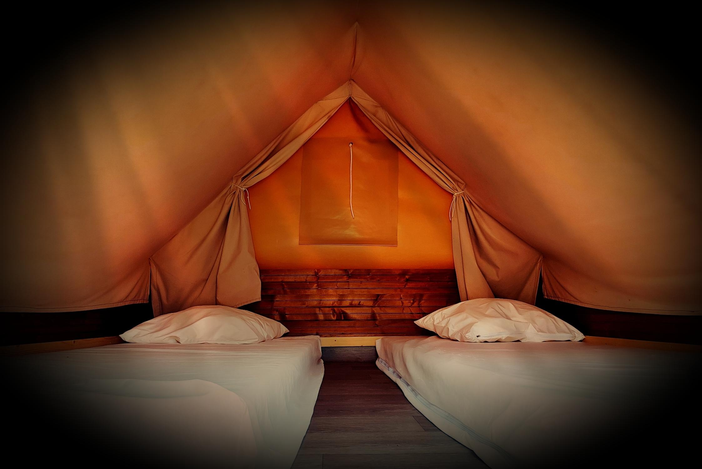 Tente-Lodge Via Rhôna : une immersion au cœur de la nature à Virignin — vue intérieure