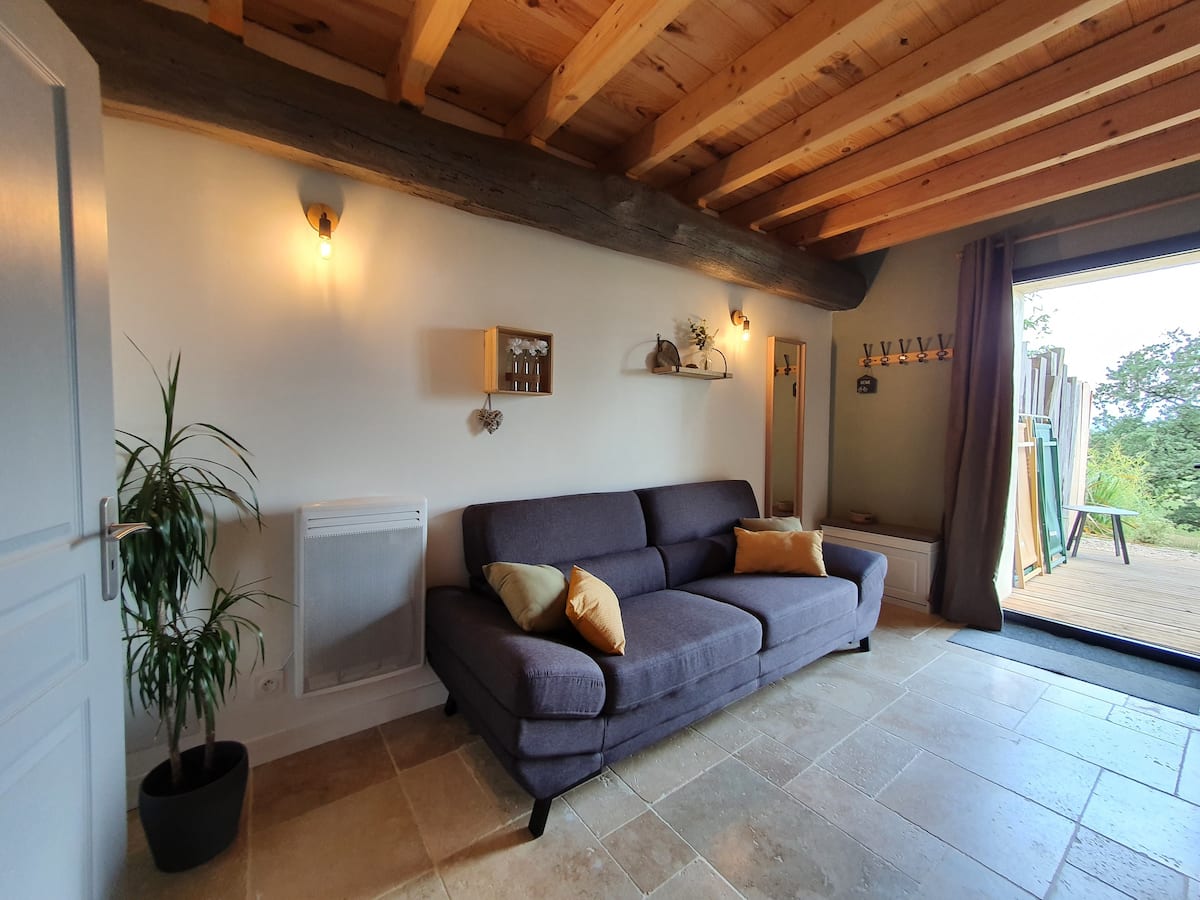 Un grand cottage écolodge au cœur des Midi-Pyrénées à Pallanne — vue depuis la terrasse