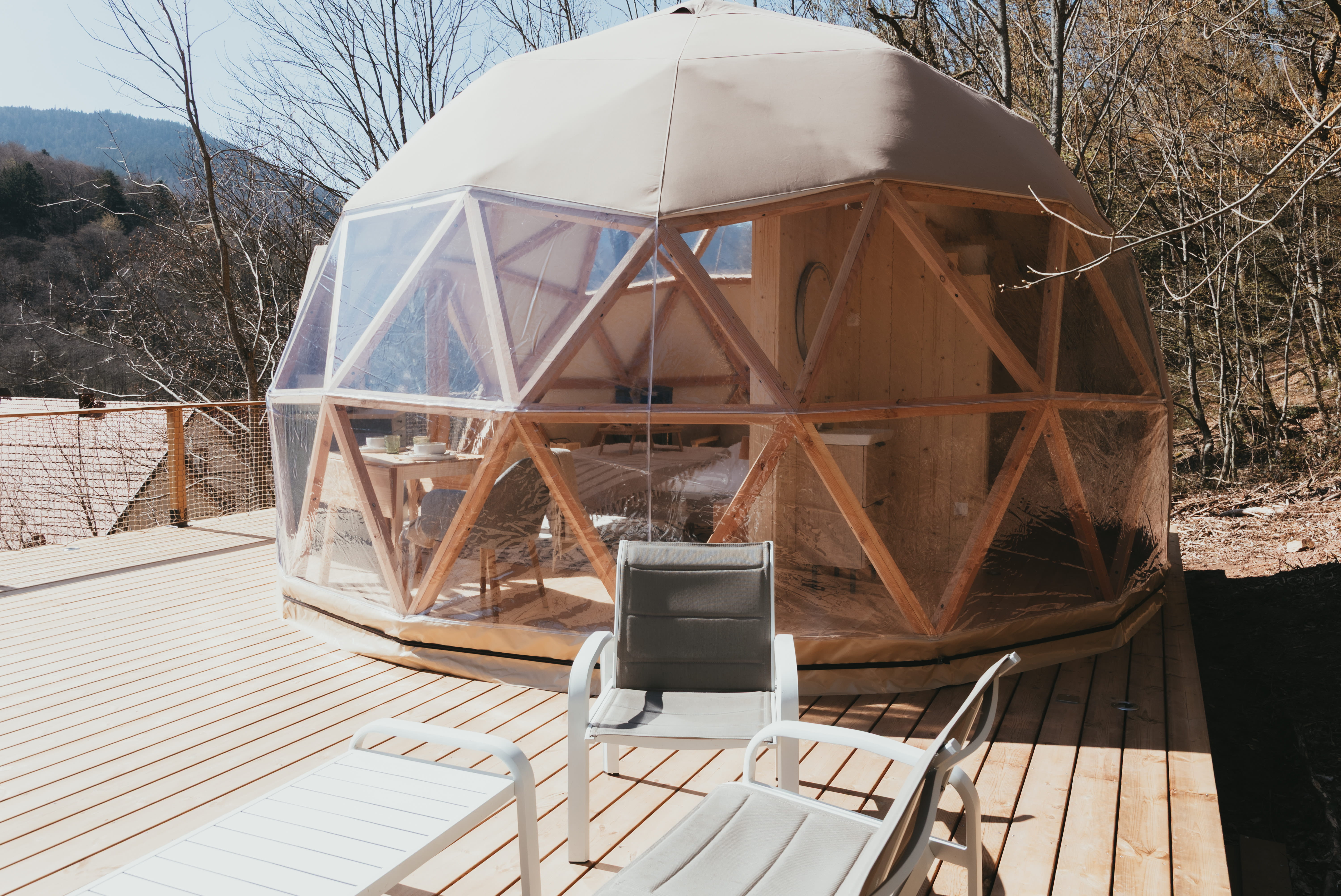 Dôme géodésique — Nuit avec spa à L'Orangerie du manoir en Bas-Rhin à Strasbourg — chambre