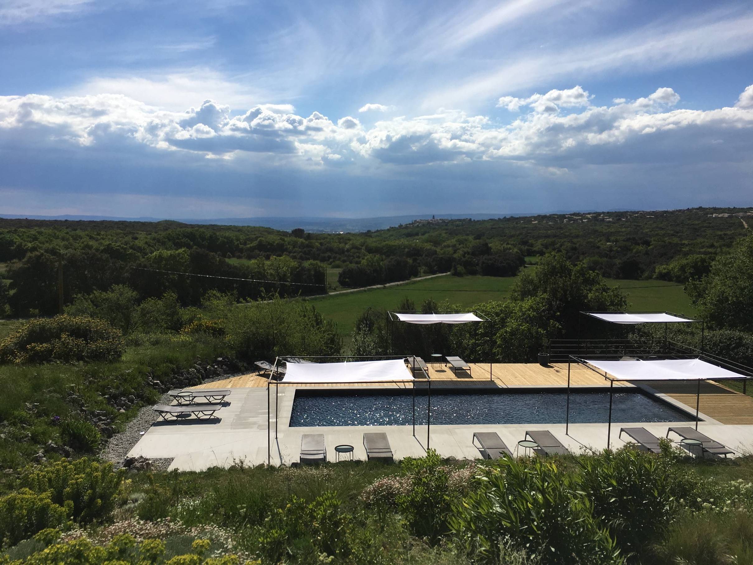 Bulle "Croix du Sud" — Nuit étoilée avec piscine chauffée à Drôme à Les Esplanes — vue intérieure
