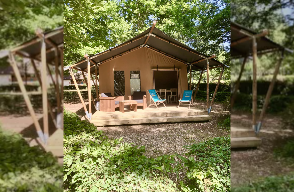 SLOW LODGE — Tente avec spa à la Forêt en Sarthe à Saint-Calais — espace de vie