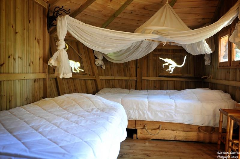 Cabane des Ouistitis : une expérience suspendue dans les arbres à Magné — salle de bain