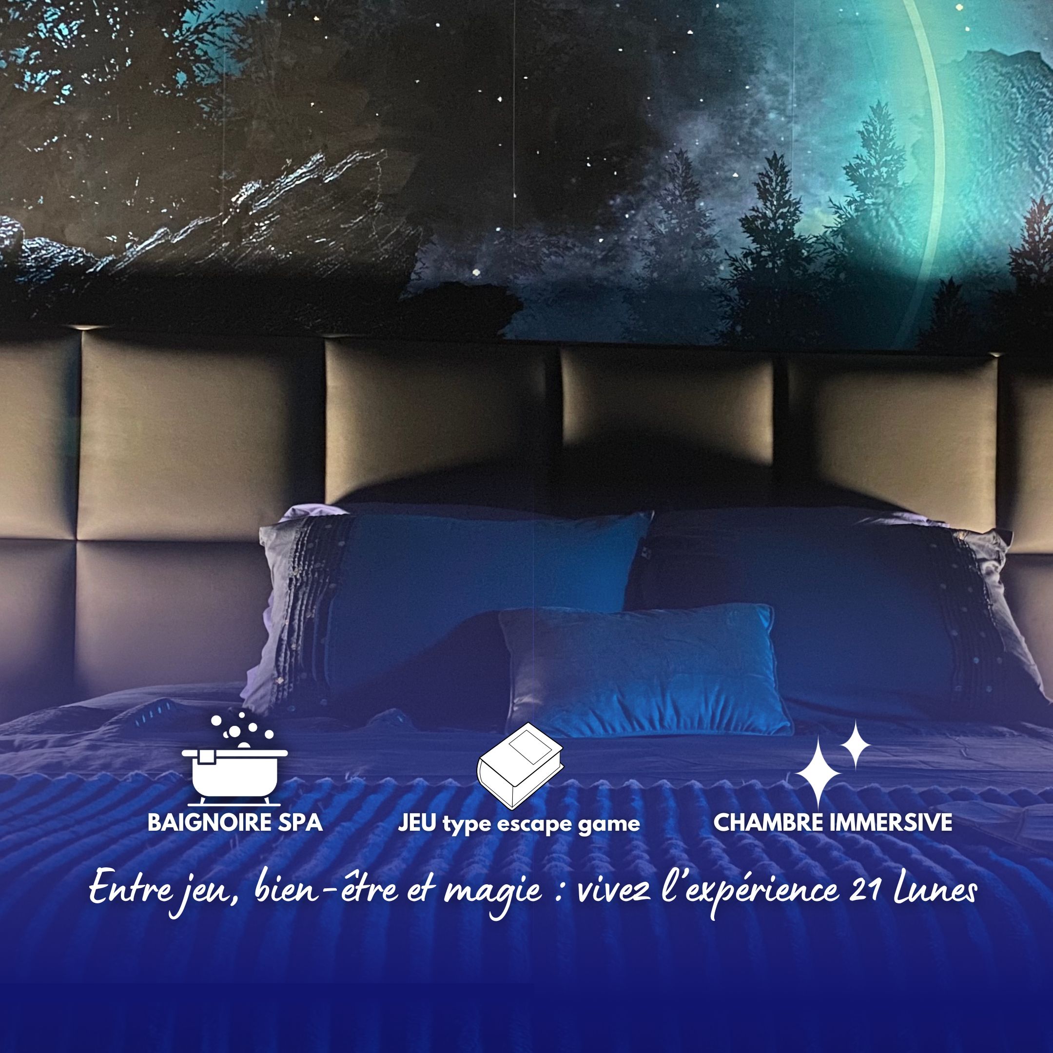 Dormez sous la Lune Bleue — Chambre à thème immersive à Roanne à Roanne — vue intérieure