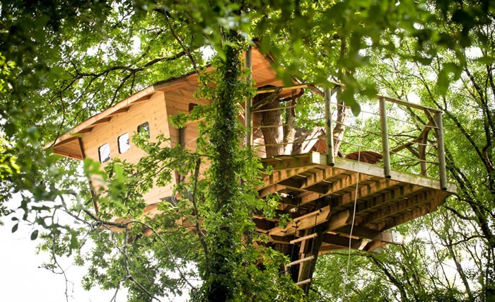 La Cabane perchée Neh er lenn : une expérience unique dans les arbres à Ploemel — vue intérieure